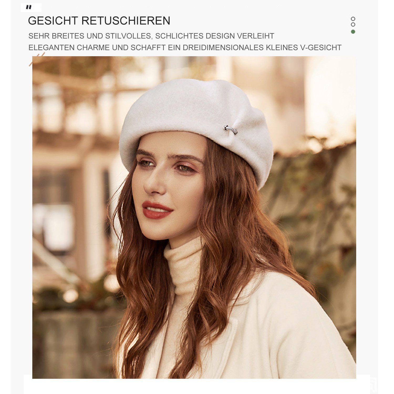 Baskenmütze Weiß Wool Baskenmützen Beret Bonnet Kappe Retro-Mode Frauen Weibliche MAGICSHE