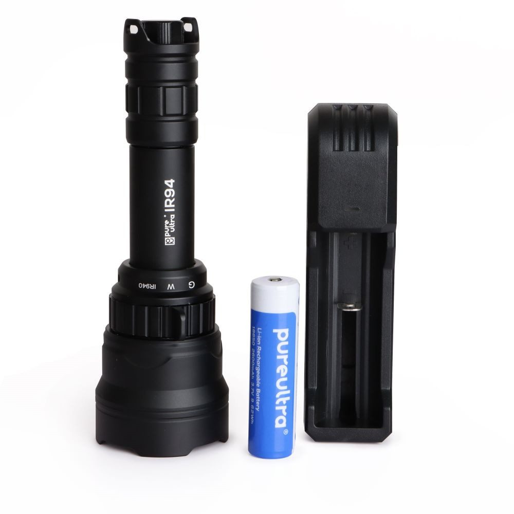 PureUltra Taschenlampe IR94 Infrarot, 3-in-1 Licht (Weiß, Grün, IR940nm) mit Zoom & Dimmer
