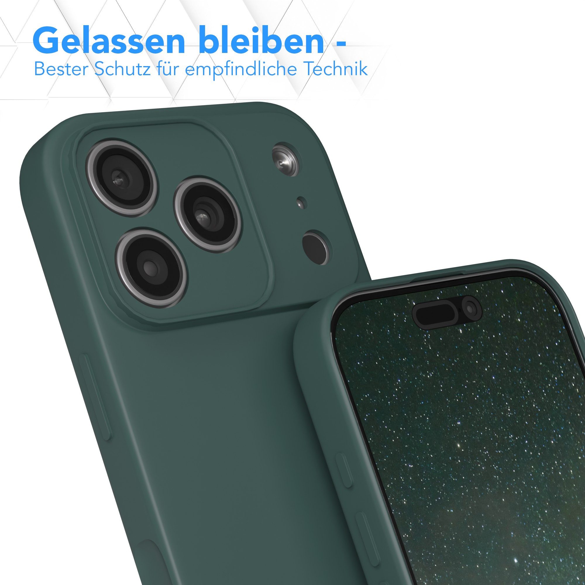 EAZY CASE Handyhülle für Apple iPhone 17 Pro Hülle Silikon 6,3 Zoll, Silikon Schutzhülle mit Kameraschutz kratzfestes Bumper Nachtgrün – Bild 4 von 5