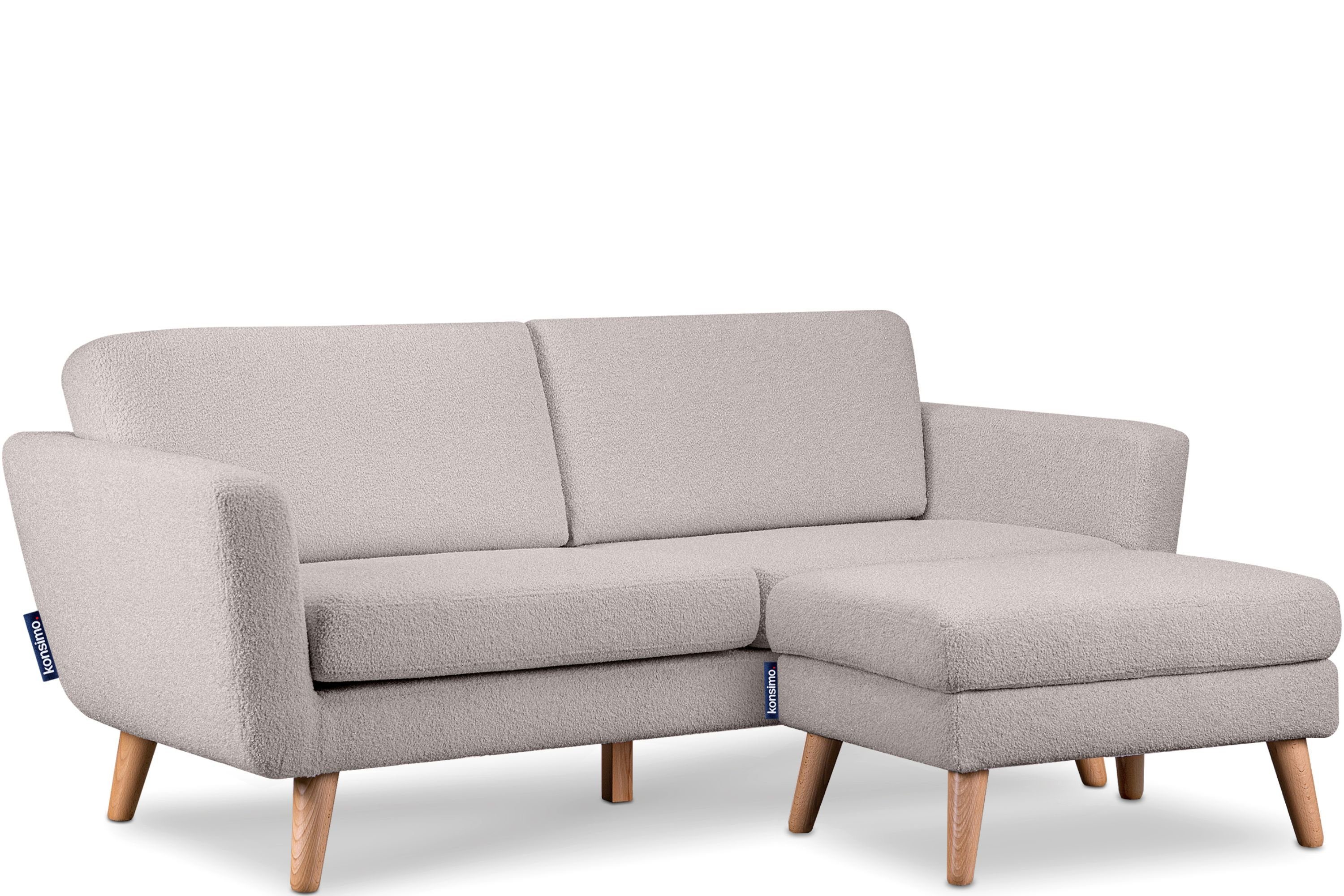 | Gestell Armlehnen, Sofa Europe, 3 hellgrau Personen, in Scandi-Stil, 3-Sitzer Konsimo Massivholz mit hellgrau TAGIO aus Made