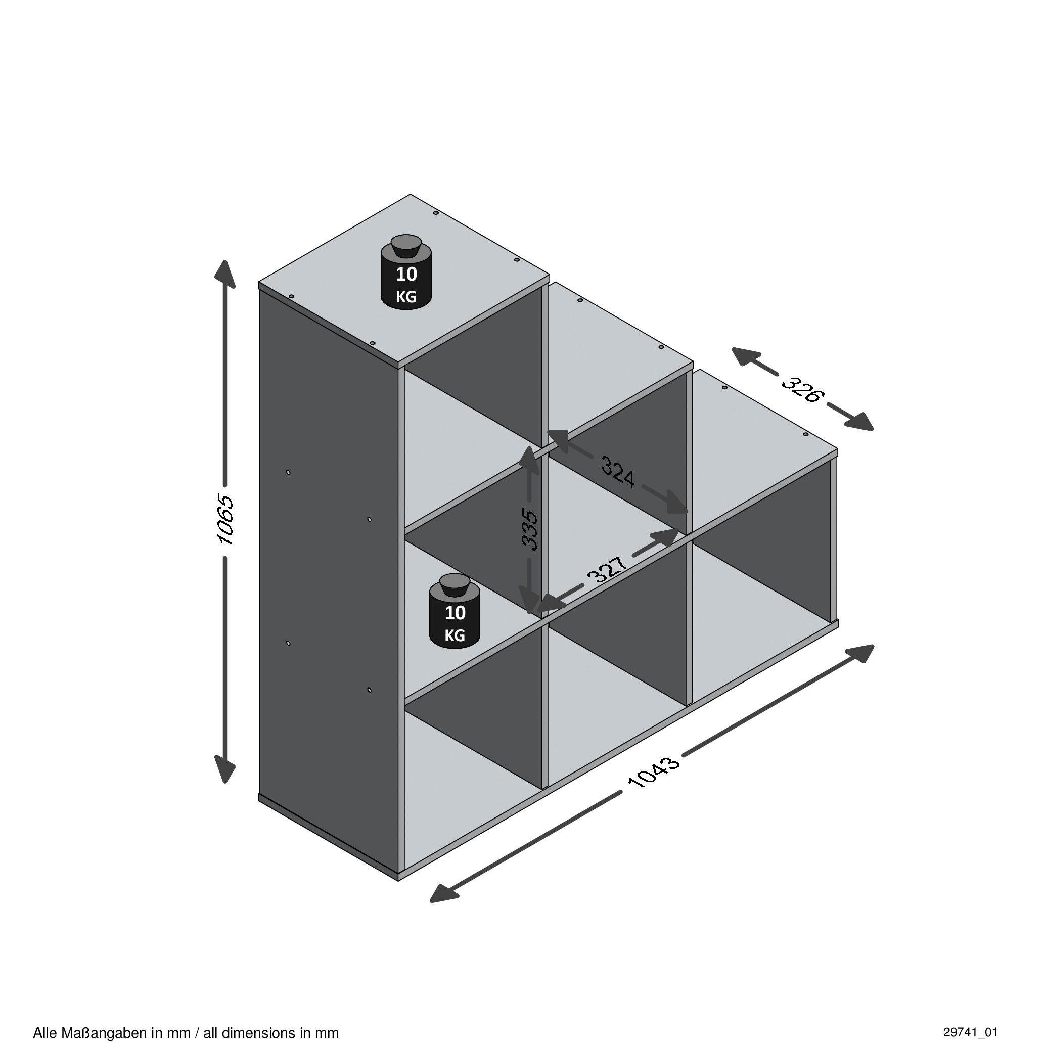 FMD Raumteilerregal Mega 1 betonfarben