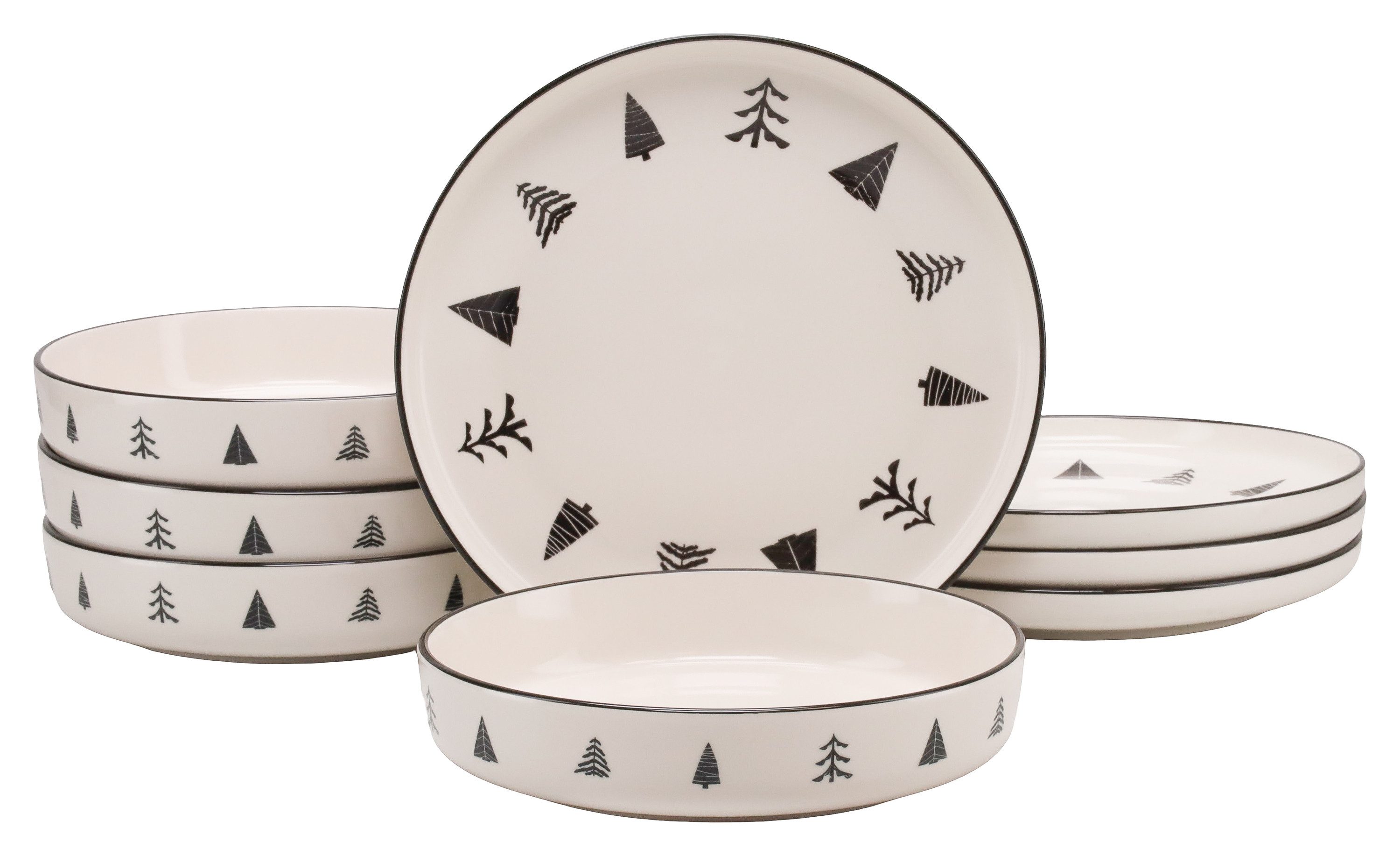 creaTable Tafelservice Nordic Christmas Black (1-tlg), 4 Personen, Steinzeug