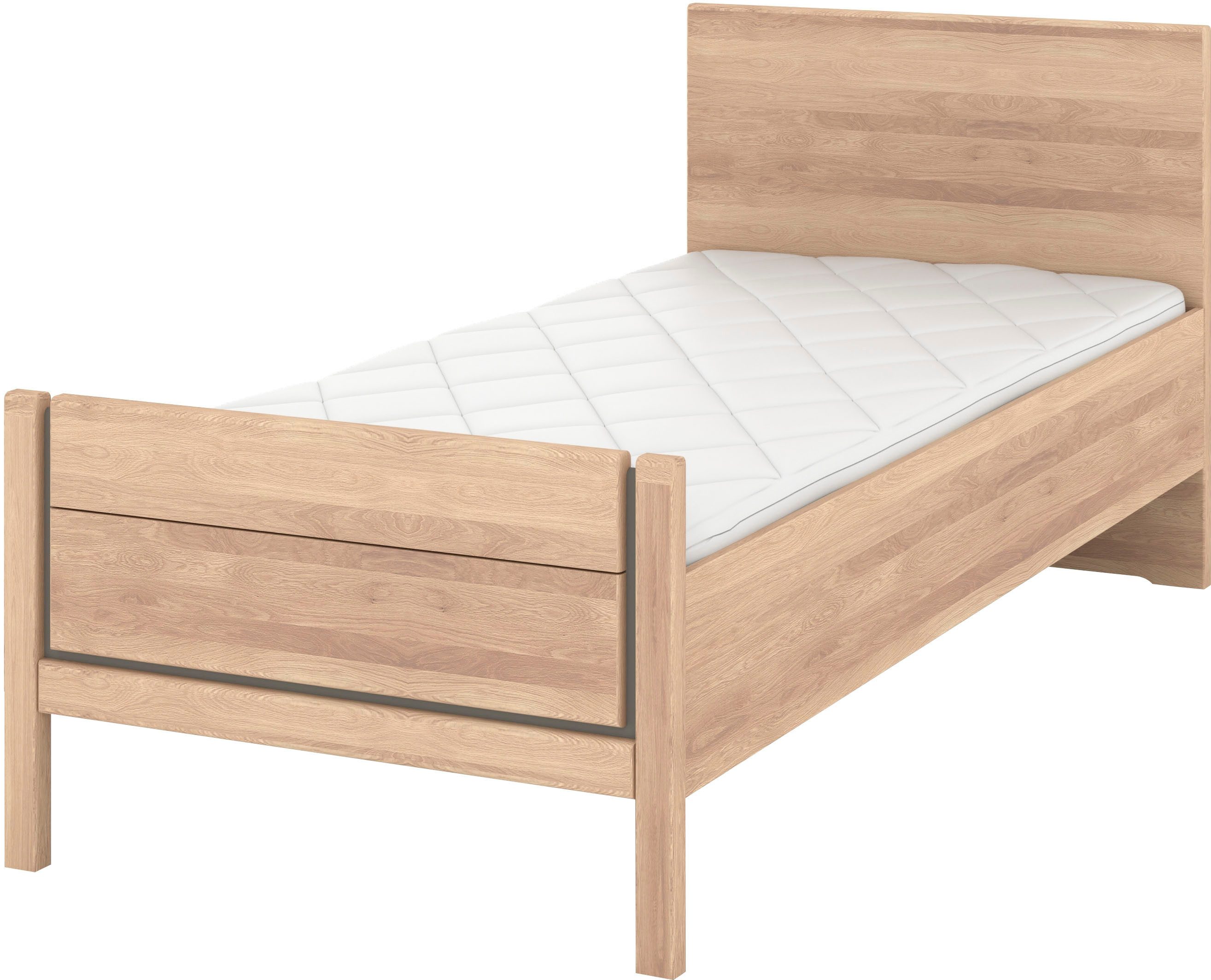 Musterring Holzbett Sorrent, Bettgestell, Bettrahmen, teilmassiv Eiche (MADE IN GERMANY), Eiche teilmassiv, Liegehöhenverstellung, Stollenfußteil
