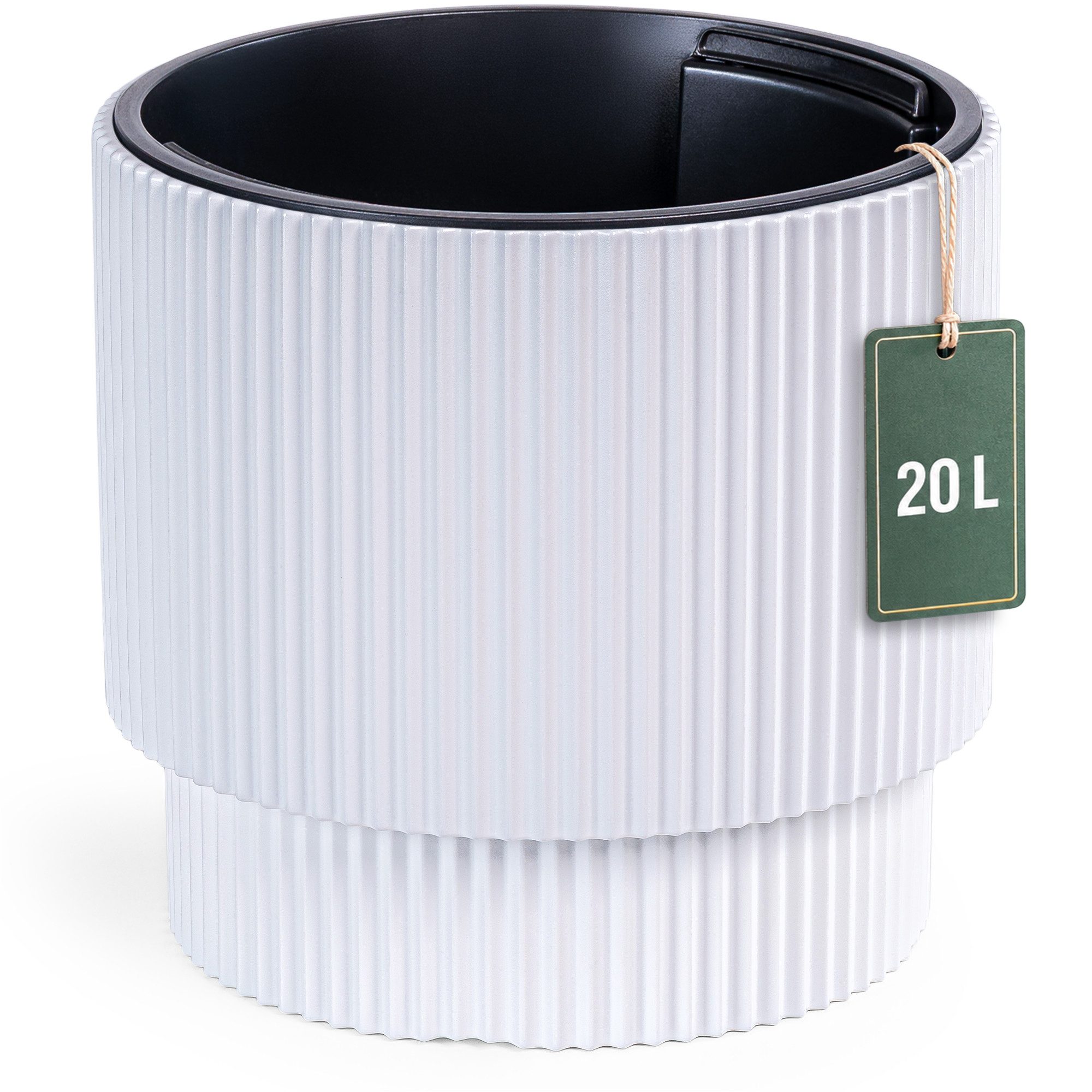 KONZEPT Blumentopf aus Kunststoff mit Einsatz, Ø 39,5 cm, 38 L, in Rippen-Optik, Rippen-Optik, Zylindrische Form