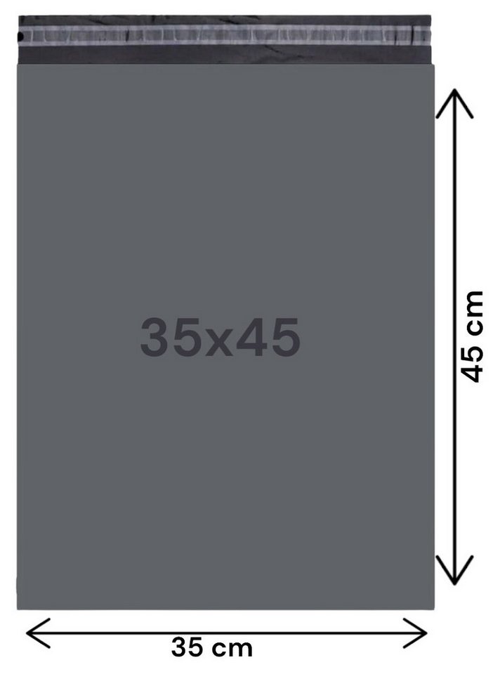 Thumbnail - herémood Versandtasche selbstklebend Versandtüten 50-1000 Stück Versandbeutel Grau Plastik, 35x45 und 45x55 cm, Universa...