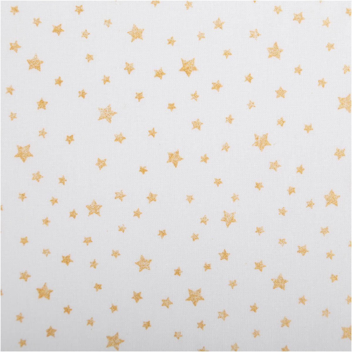 SCHÖNER LEBEN. Stoff Baumwollstoff Meterware Weihnachtsstoff Sternchen weiß gold 147cm, allergikergeeignet,atmungsaktiv,pflegeleicht