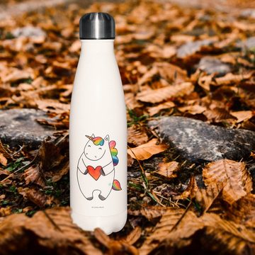 Mr. & Mrs. Panda Thermoflasche Einhorn Herz - Weiß - Geschenk, Pegasus, Trinkflasche, Einhörner, and, Liebevolle Designs