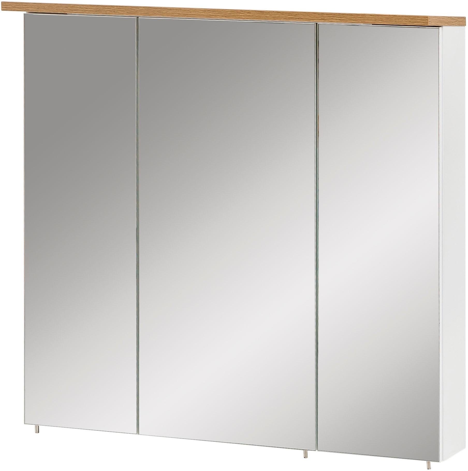 Schildmeyer Spiegelschrank Profil Breite 70 cm, 3-türig, LED-Beleuchtung, Schalter-/Steckdosenbox