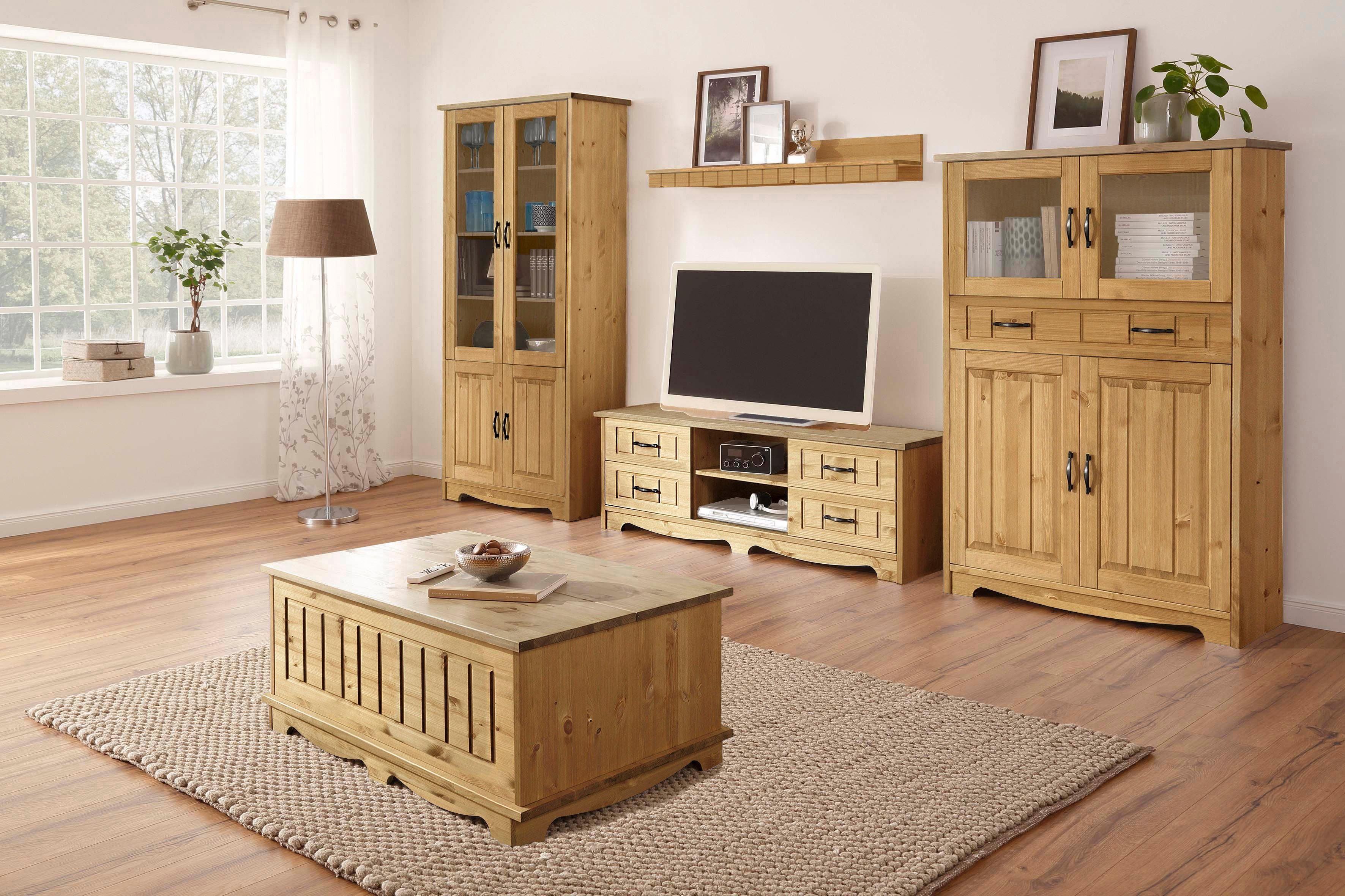 OTTO home Wohnwand Trinidad, (Set, 4-St), Set aus 1 Vitrine, 1 Lowboard, 1 Highboard, 1 Wandboard