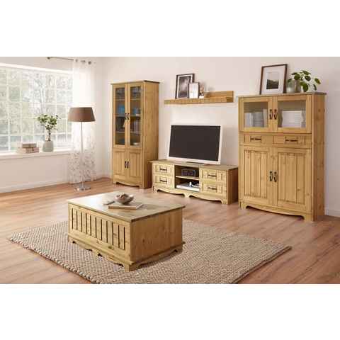 Home affaire Wohnwand Trinidad, (Set, 4-St), Set aus 1 Vitrine, 1 Lowboard, 1 Highboard, 1 Wandboard