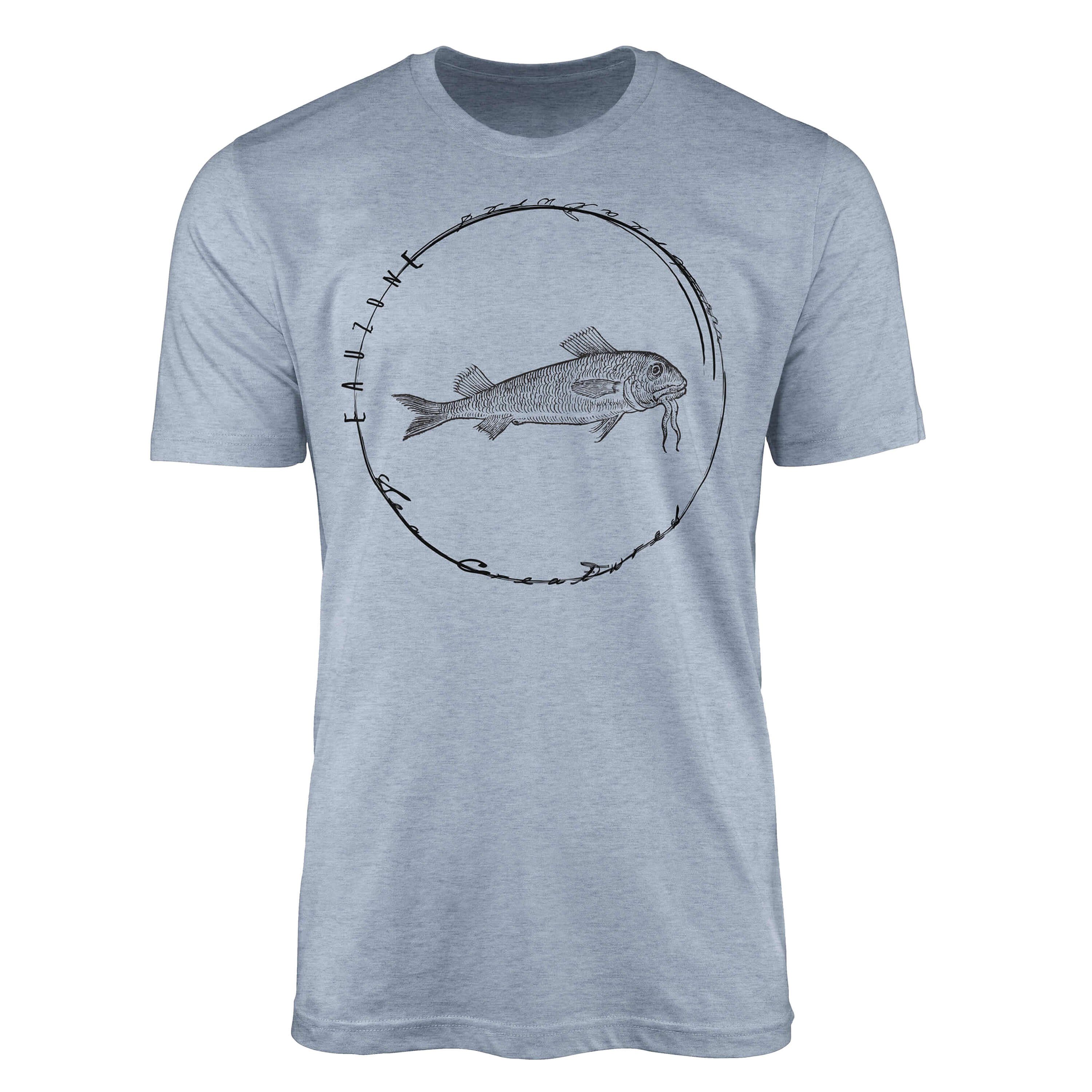 Sinus Art T-Shirt T-Shirt Tiefsee Fische - Serie: Sea Creatures, feine Struktur und sportlicher Schnitt / Sea 024 Stonewash Denim