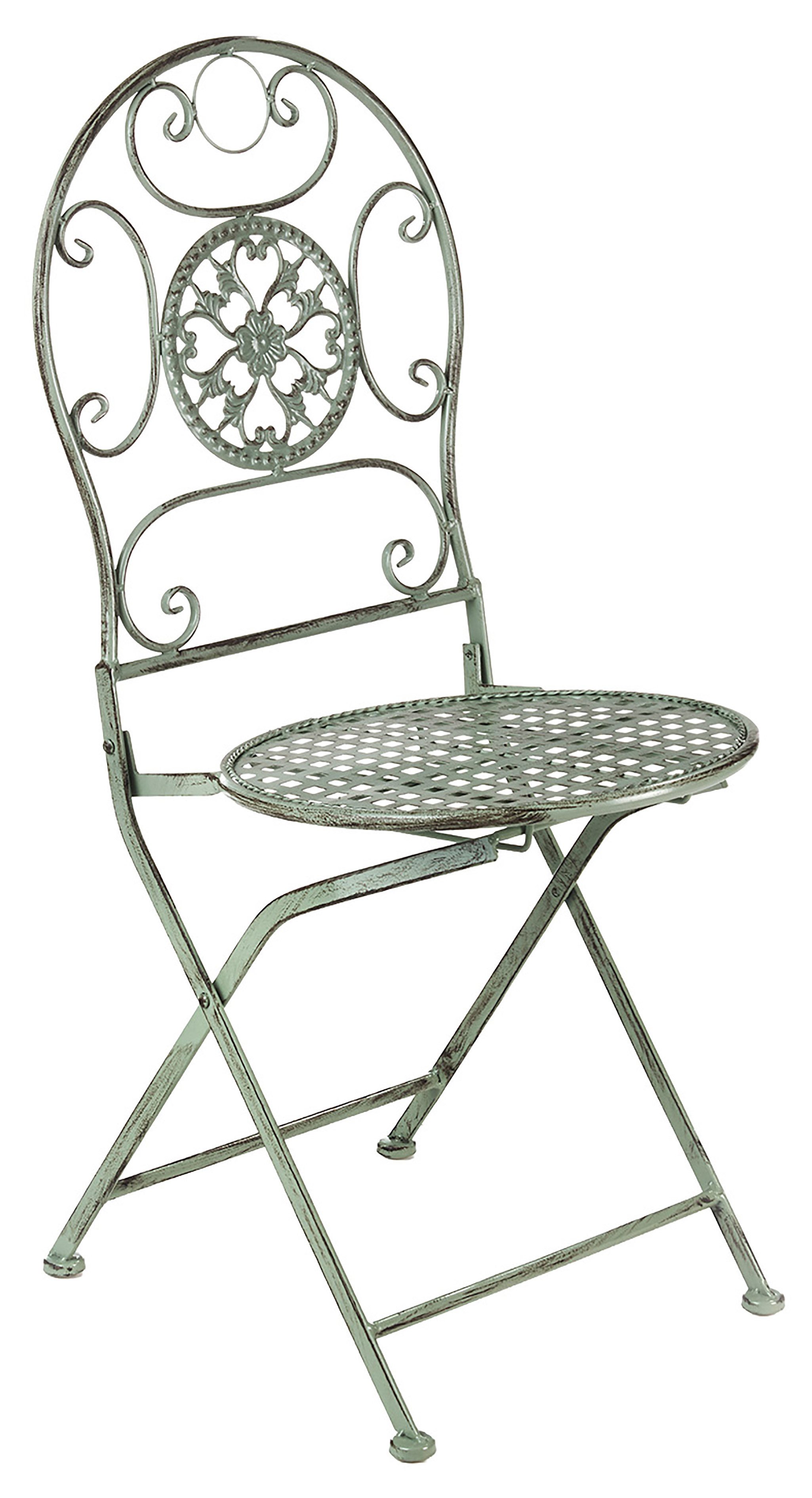 Kobolo 4-Fußstuhl Metallstuhl Gartenstuhl Vintage Nostalgie, Stuhl aus Metall antique (Einzelstück, 1 St), 40Lx43Bx46/93Hcm