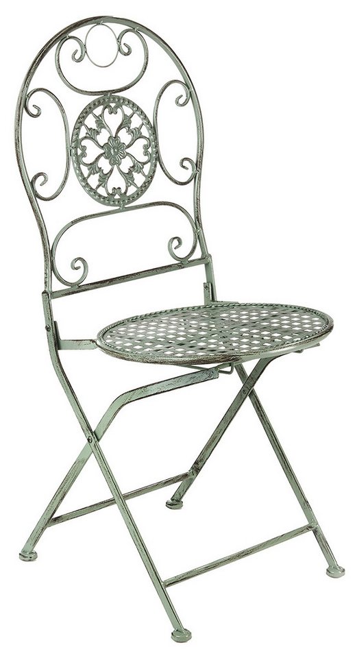 Kobolo 4-Fußstuhl Metallstuhl Gartenstuhl Vintage Nostalgie, Stuhl aus Metall antique (Einzelstück, 1 St), 40Lx43Bx46/93Hcm