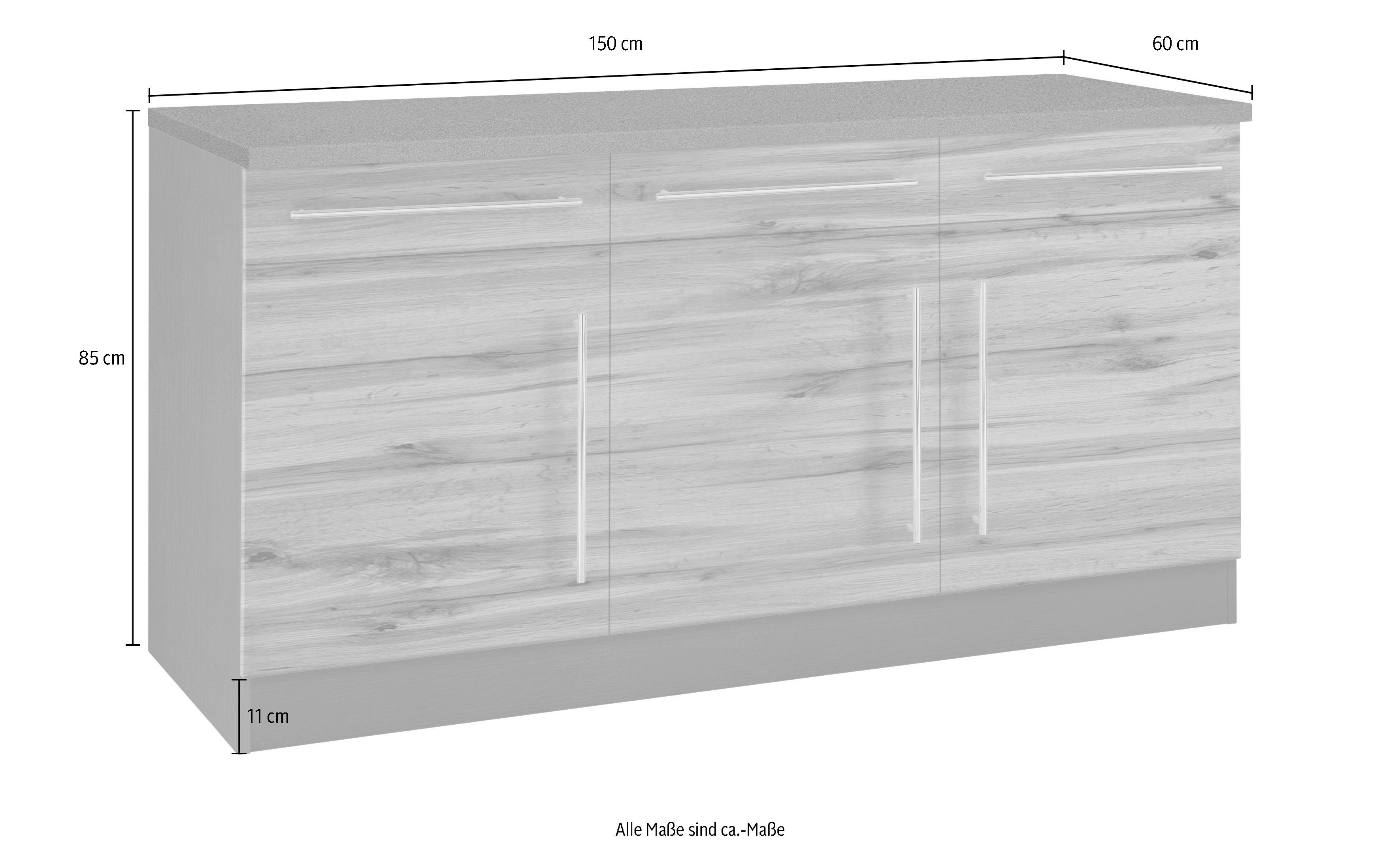 HELD MÖBEL 150 cm grafit Breite Samos wotaneichefarben | Unterschrank