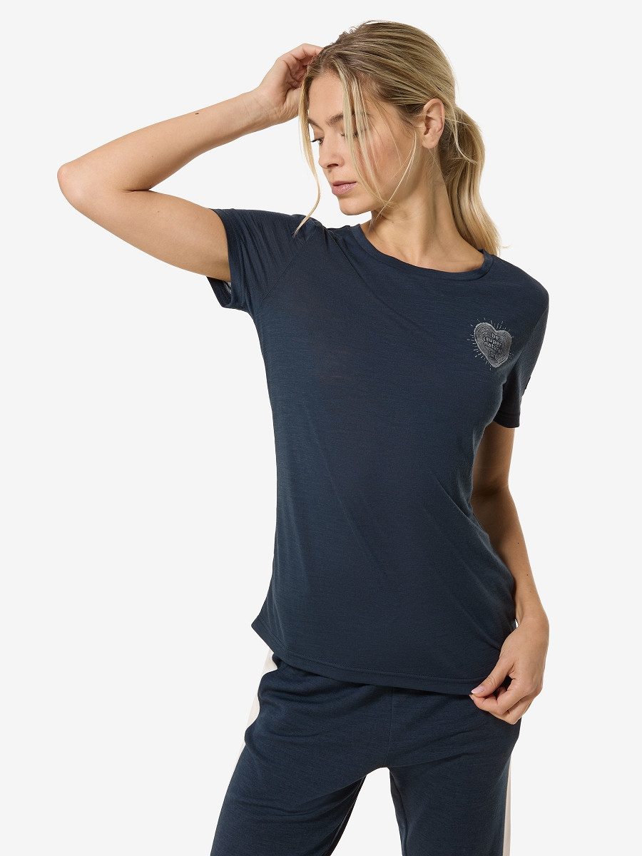 SUPER.NATURAL Print-Shirt für Damen, Merino LITTLE HEARTWOOD TEE Herz Motiv, Love