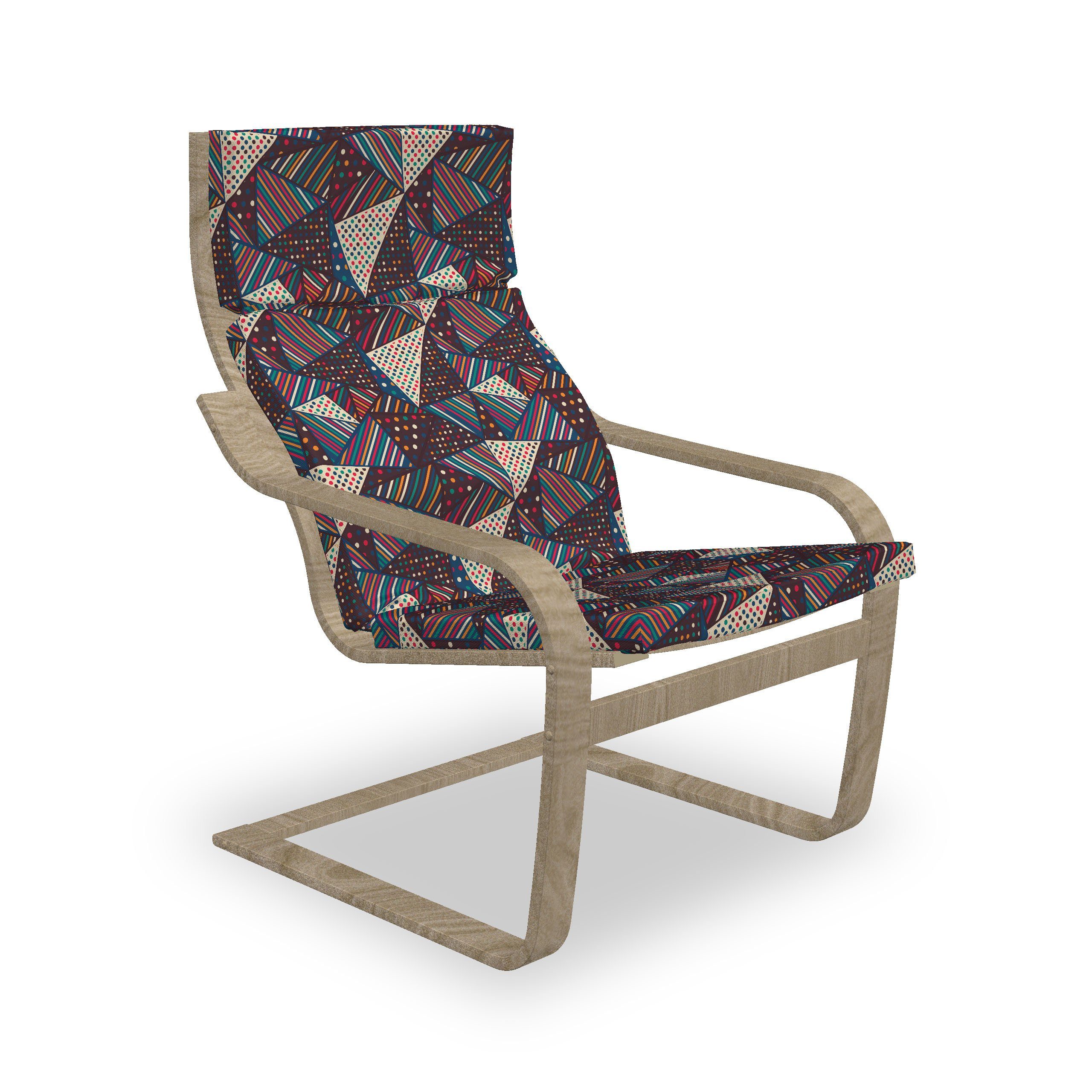 Abakuhaus Stuhlkissen Sitzkissen mit Stuhlkissen mit Hakenschlaufe und Reißverschluss, Abstrakt Triangles Stripes Dots Kunst