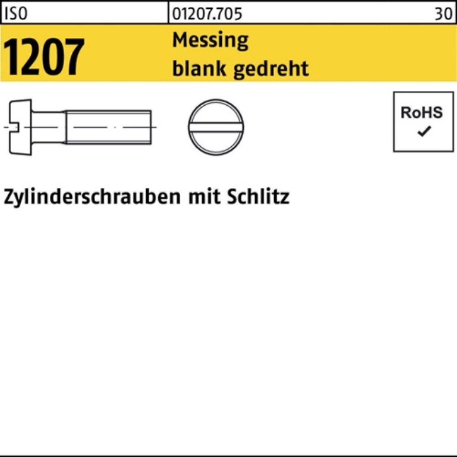 Reyher Zylinderschraube 100er Pack Zylinderschraube ISO 1207 Schlitz M1,4x 8 Messing blank ged