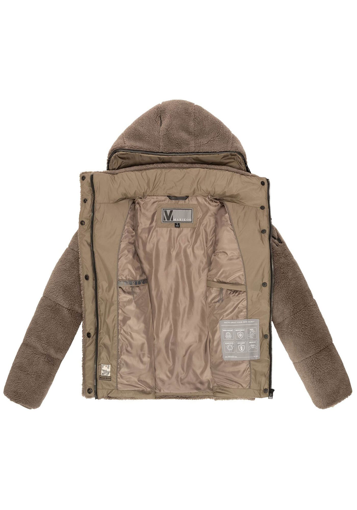 Marikoo Winterjacke Kaguraa warme Teddyfell Sherpa Jacke