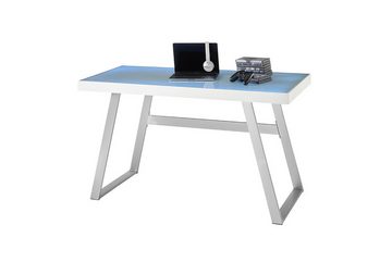 freiraum Schreibtisch TIFLIS, in weiß, Glas/ Metall - 140x75x60cm (BxHxT)
