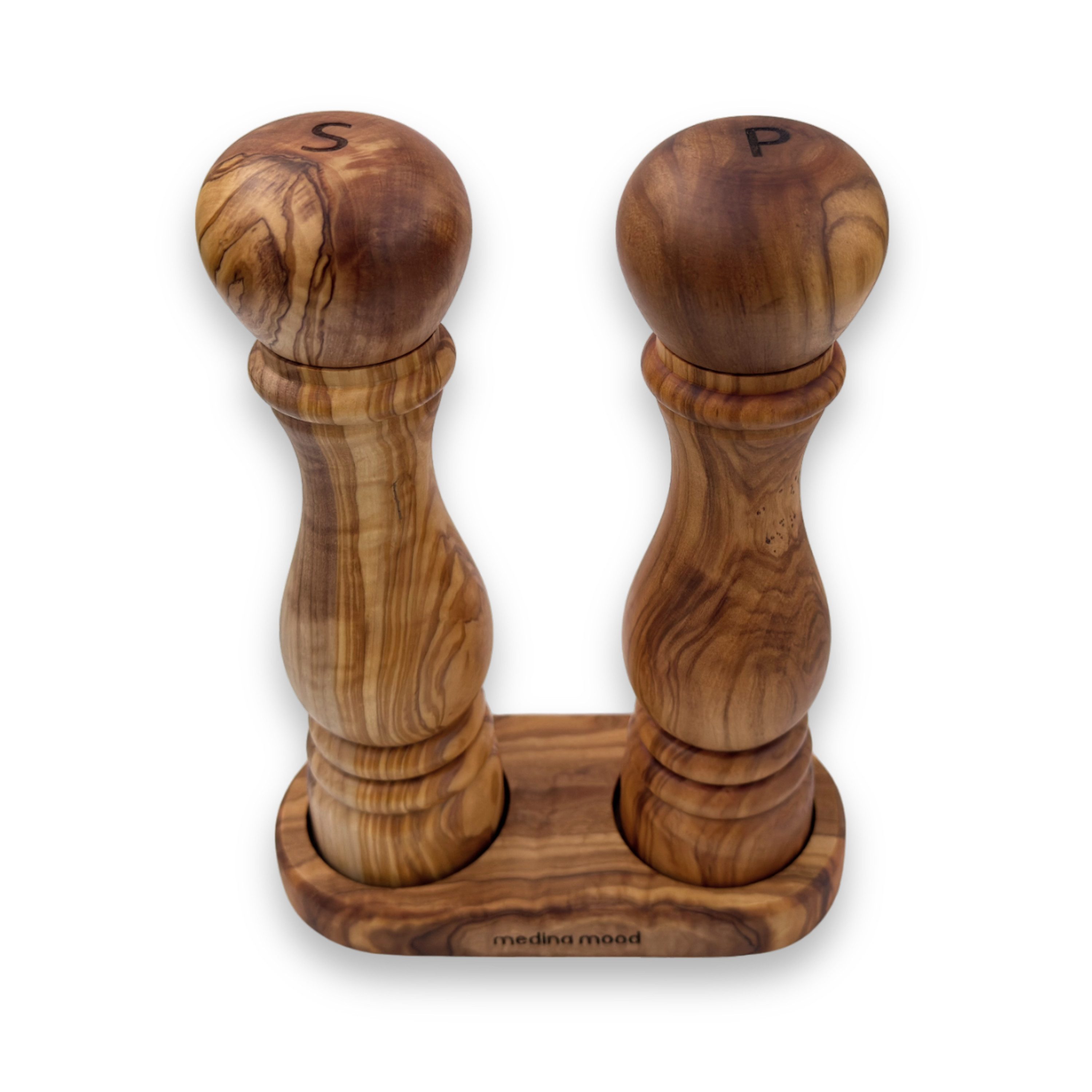 medina mood Salz-/Pfeffermühle mit Halter, aus hochwertigem Olivenholz, Keramik Mahlwerk verstellbar
