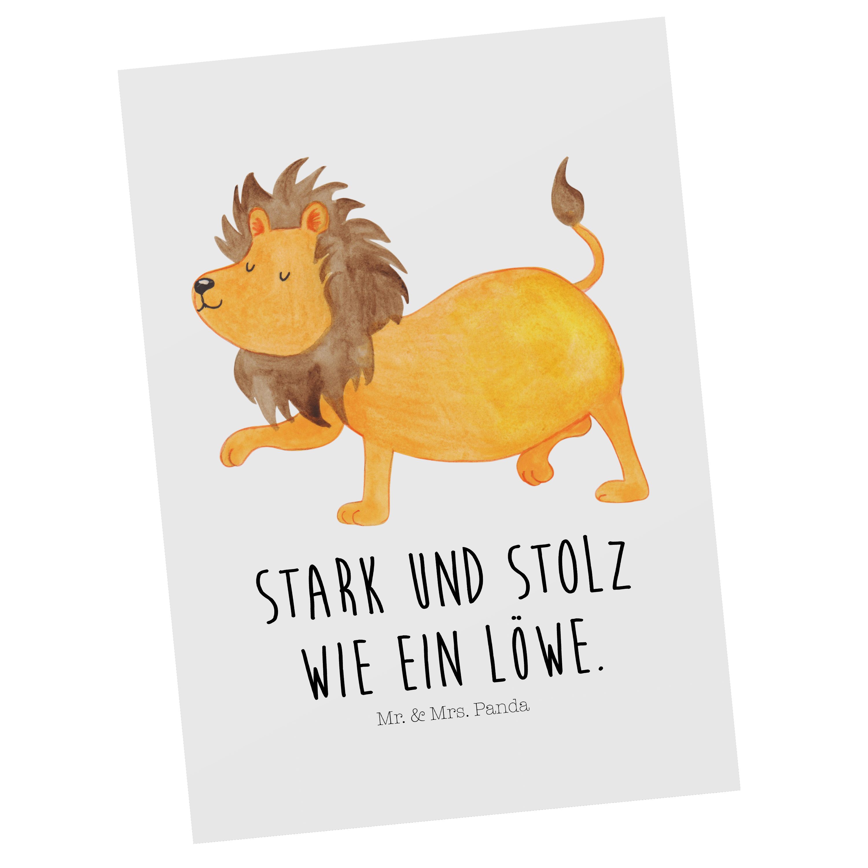 Mr. & Mrs. Panda Postkarte Sternzeichen Löwe - Weiß - Geschenk, Grußkarte, Astrologie, Geschenk