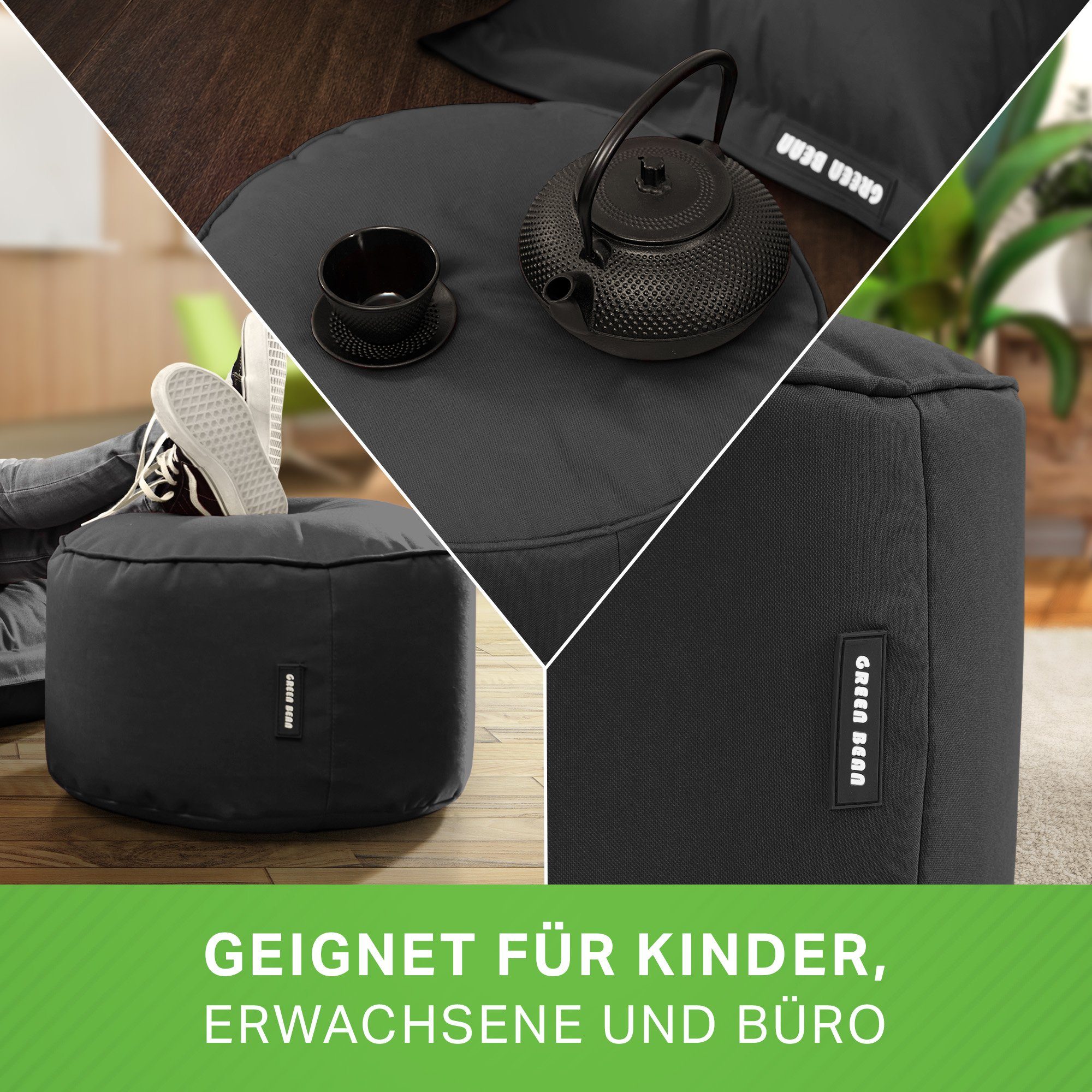 Green Bean Pouf Stay (Sitzsack-Hocker 25x45cm mit EPS-Perlen Füllung -, Fuß günstig online kaufen