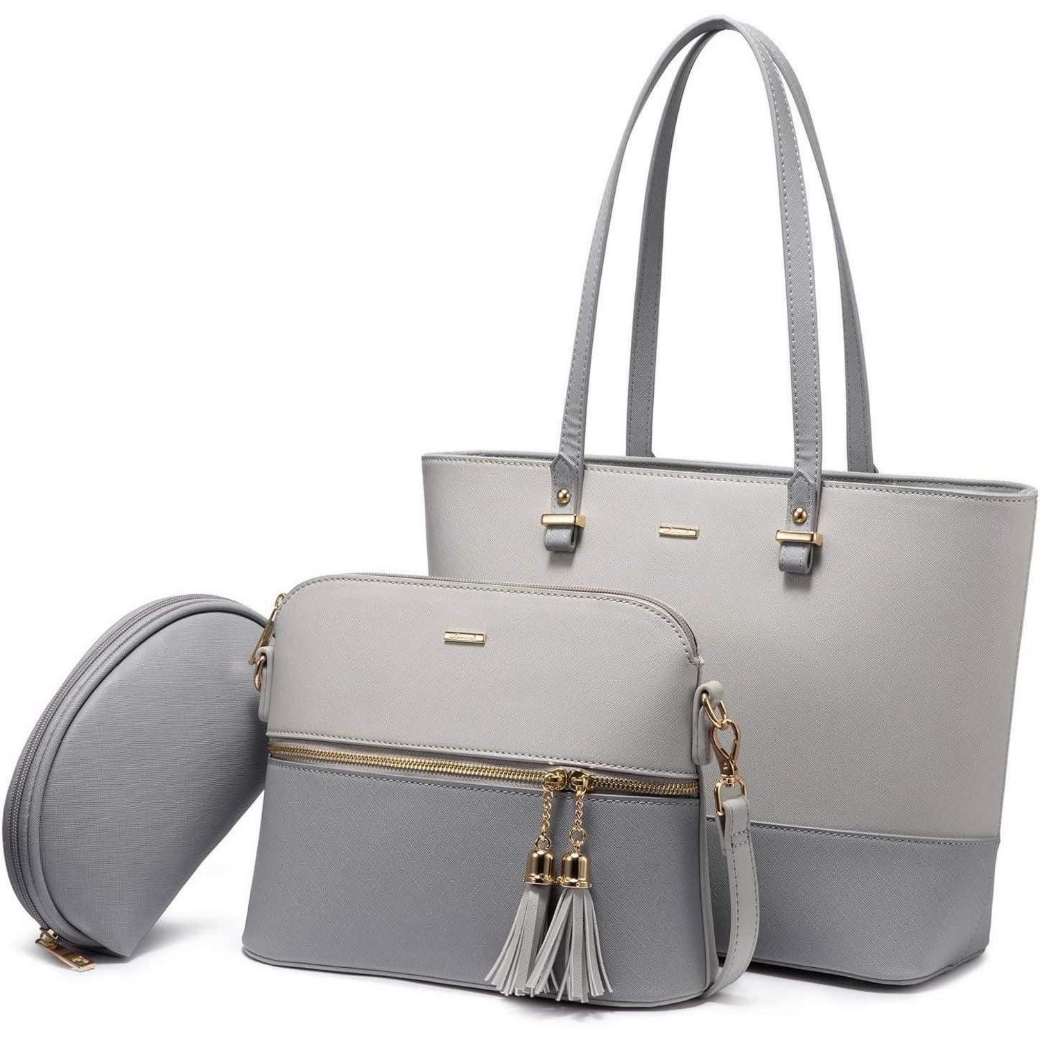 Handtasche Damen Handtasche Shopper Schultertasche Groß Leder 3-teiliges Set