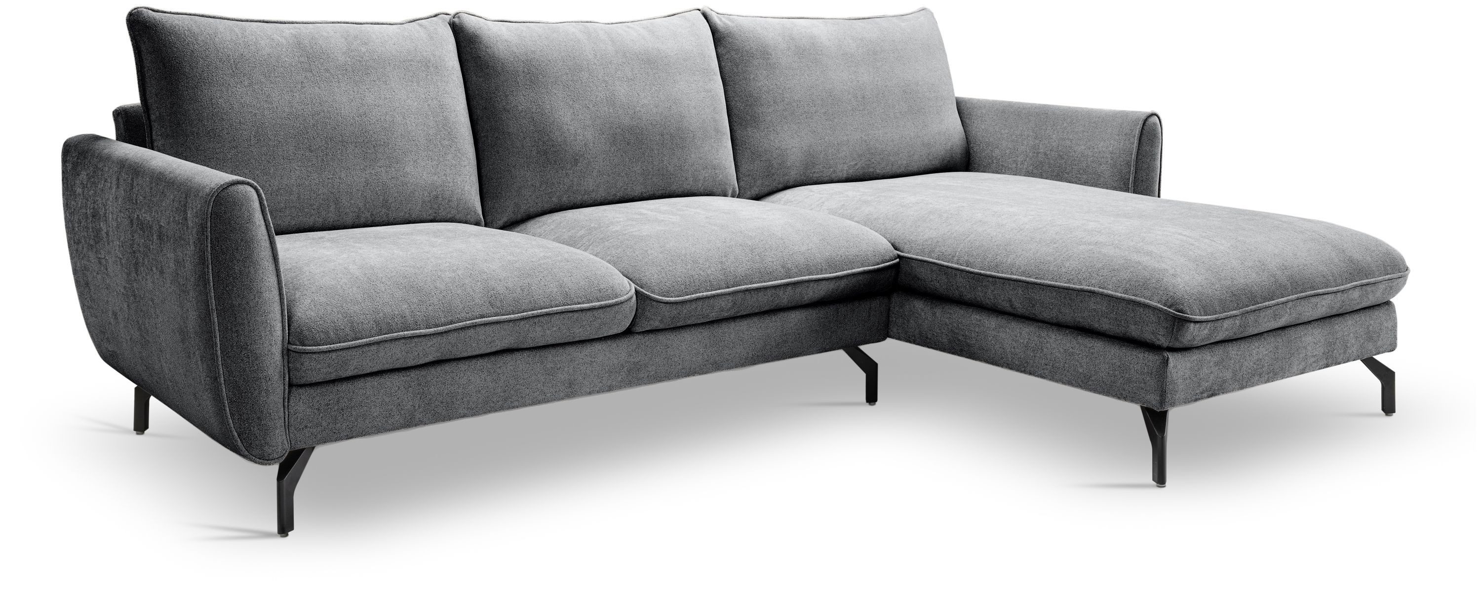 xonox.home Ecksofa, in L-Form Recamiere rechts aus Webstoff in grau B/H/T: 259x87x165cm