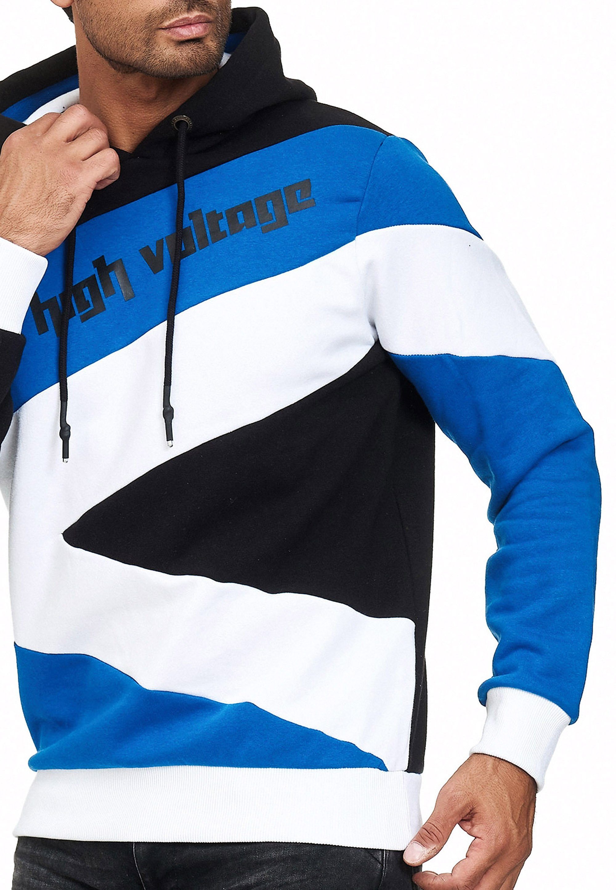 Rusty Neal Kapuzensweatshirt schwarz-blau sportlichem in Design