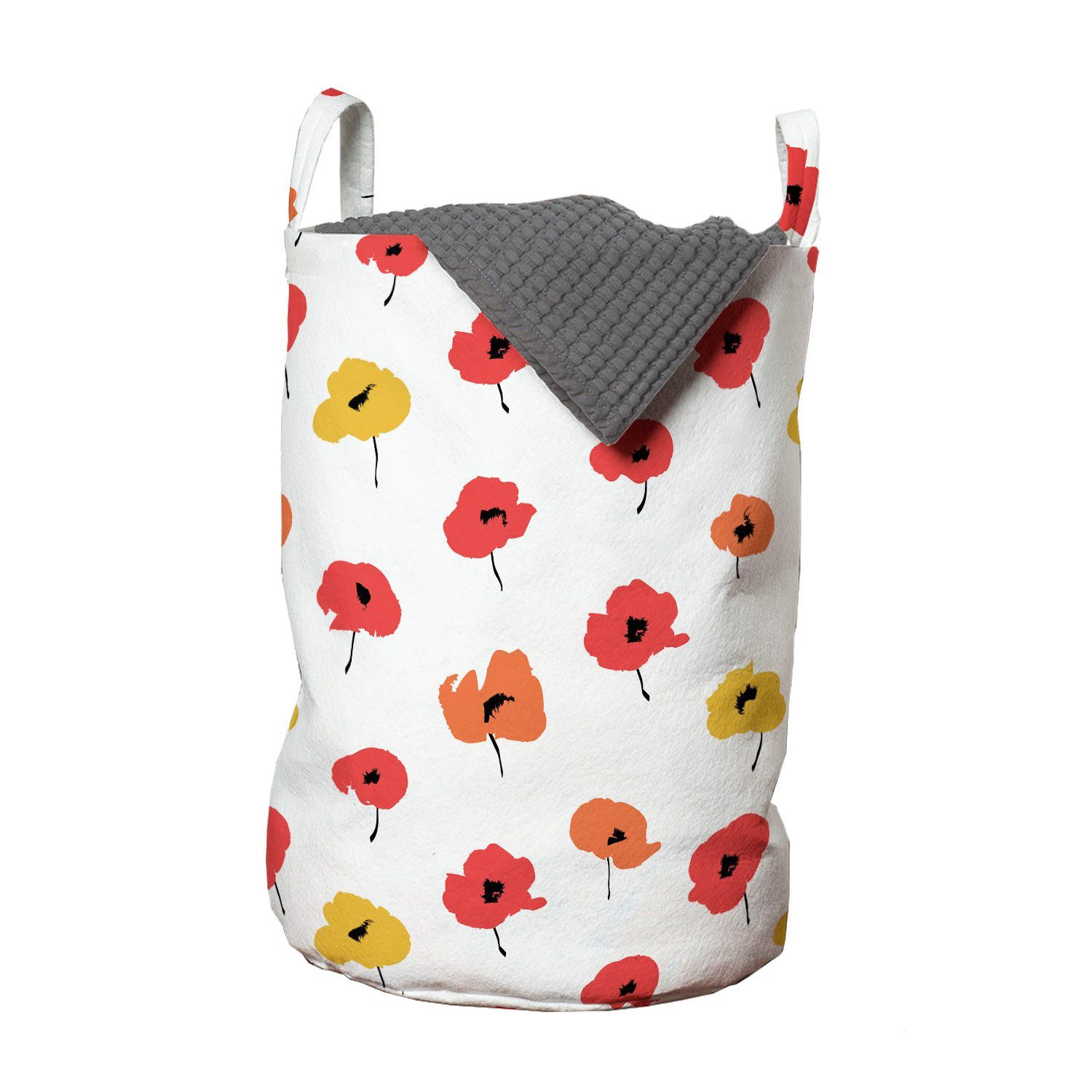 Abakuhaus Wäschesäckchen Wäschekorb mit Stroke Blume Griffen Waschsalons, für Kordelzugverschluss Brush Poppy Effekt