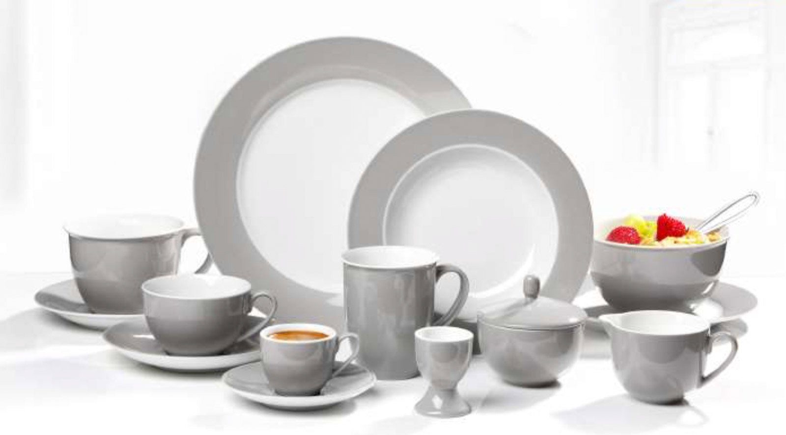 (6 St) ø Untertasse Grau Ritzenhoff Doppio Kaffeeuntertassen 6er 16.0 cm & Set, Breker