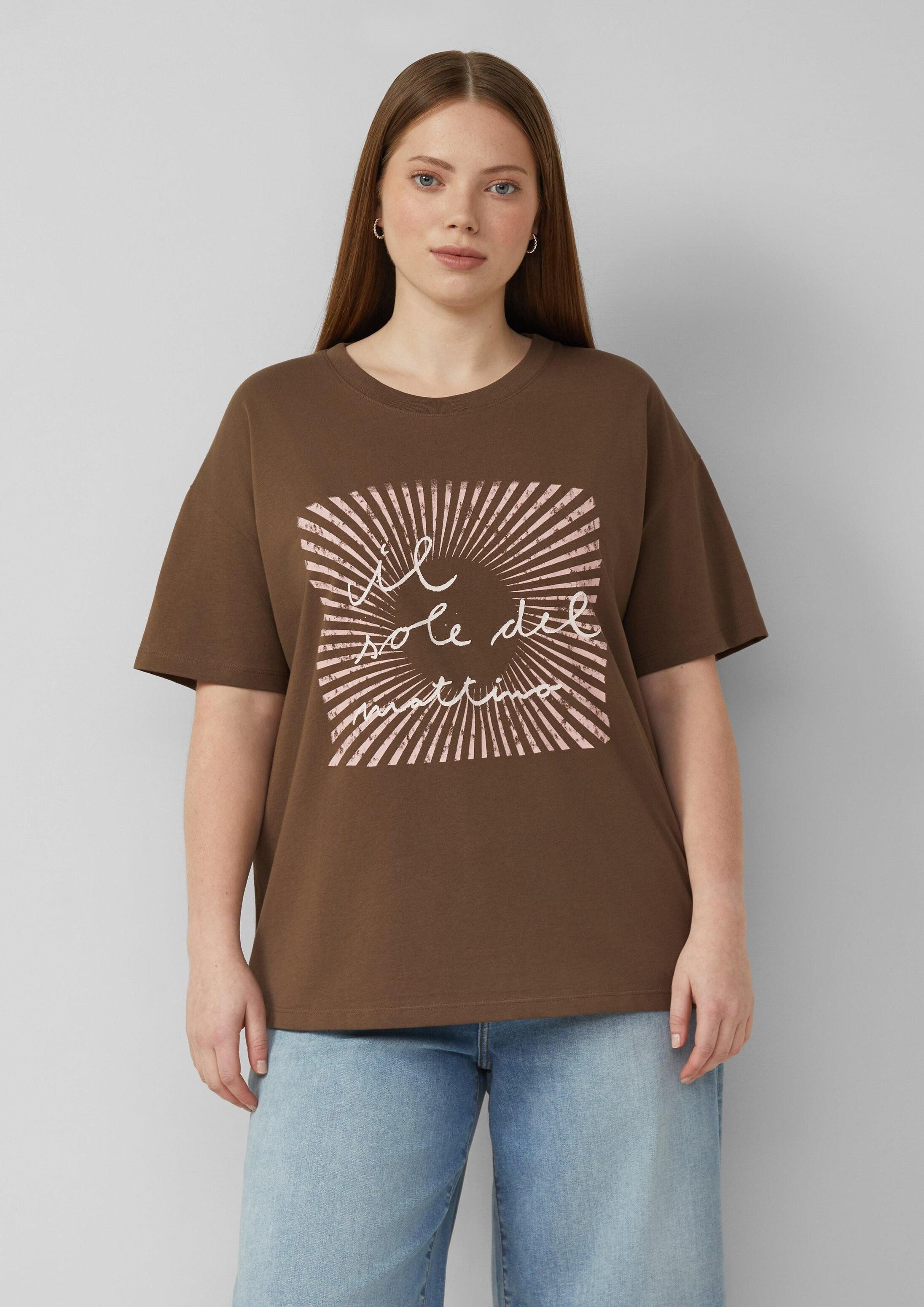QS Kurzarmshirt T-Shirt Baumwollshirt mit Frontprint
