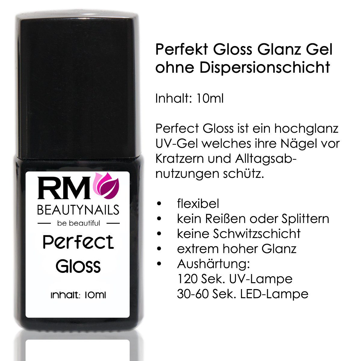 RM Led UV-Gel Quickfinish Glanz Gloss Nagelgel Beautynails UV-Gel vegan Perfect Finishgel,