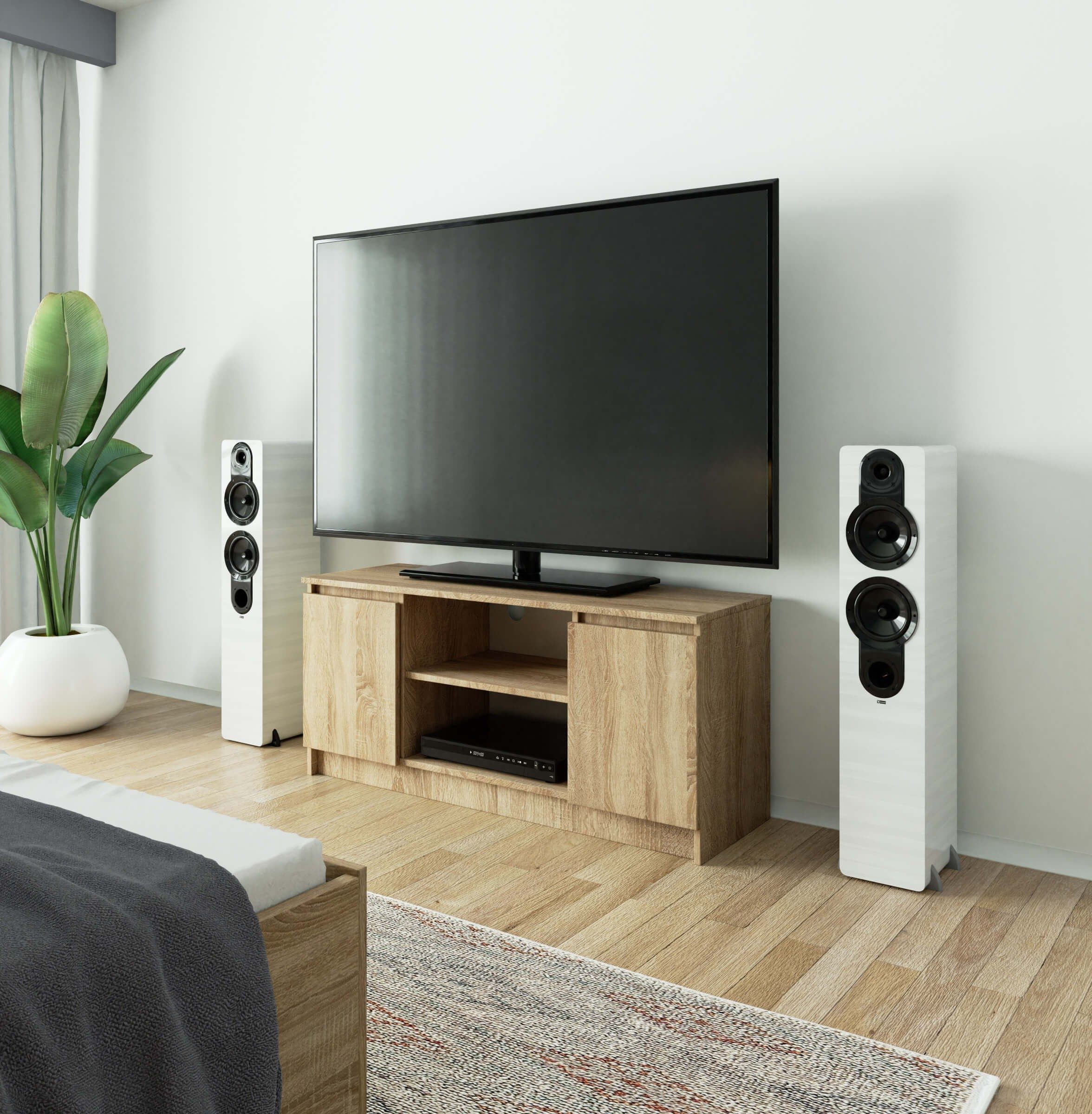 Raumhirsch Furniture Lowboard, TV-Schrank - Elegantes Design für Ihr Wohnzimmer - Fernsehtisch, 120 cm für TV bis 65", 2 Türen, 2 Böden, bis 75 kg, kratzfest