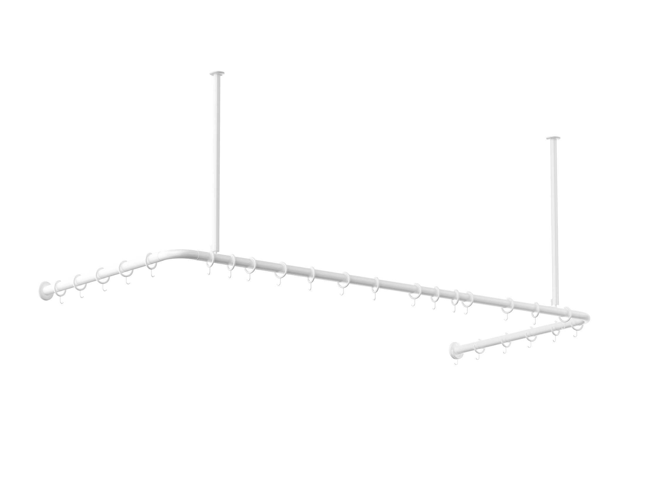 Duschvorhangstange Alu Weiss 70x165x70 barrierefrei Deckenhalterung, 24 KS cm Handel inkl