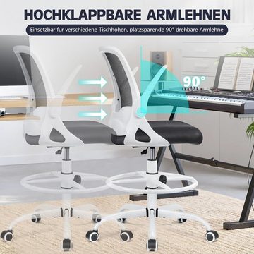 KERDOM Bürostuhl (Bürostuhl ergonomisch: Schreibtischstuhl mit verstellbarem Sitz), Bürostuhl Ergonomisch, Schreibtischstuhl mit klappbaren Armlehnen