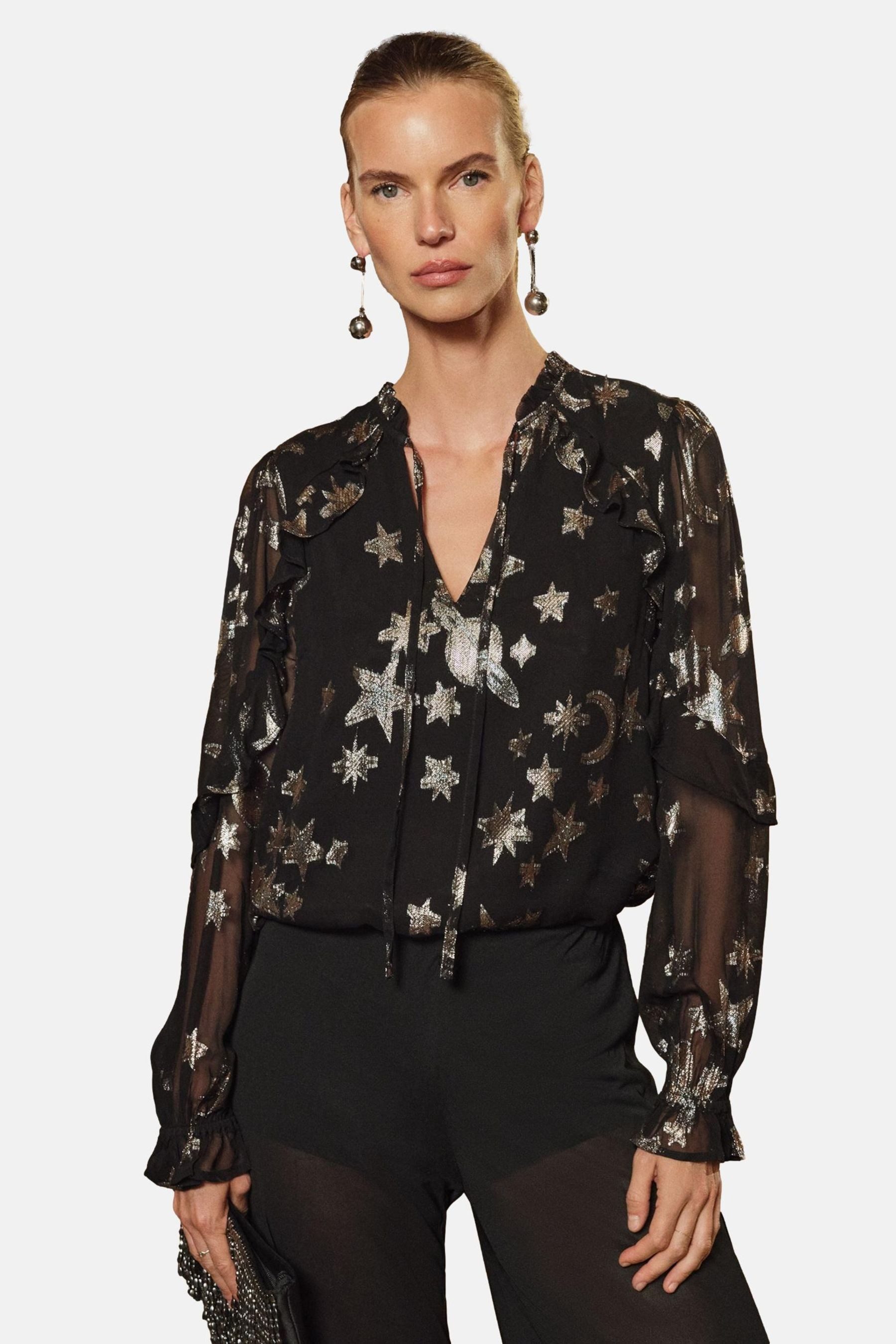 Love & Roses Langarmbluse Love & Roses Langärmliges Metallic-Top, Regular (1-tlg)