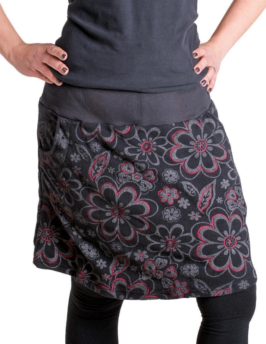 Vishes A-Linien-Rock Vishes Warmer Fleece Rock mit aufgestickten Blumen Cac günstig online kaufen
