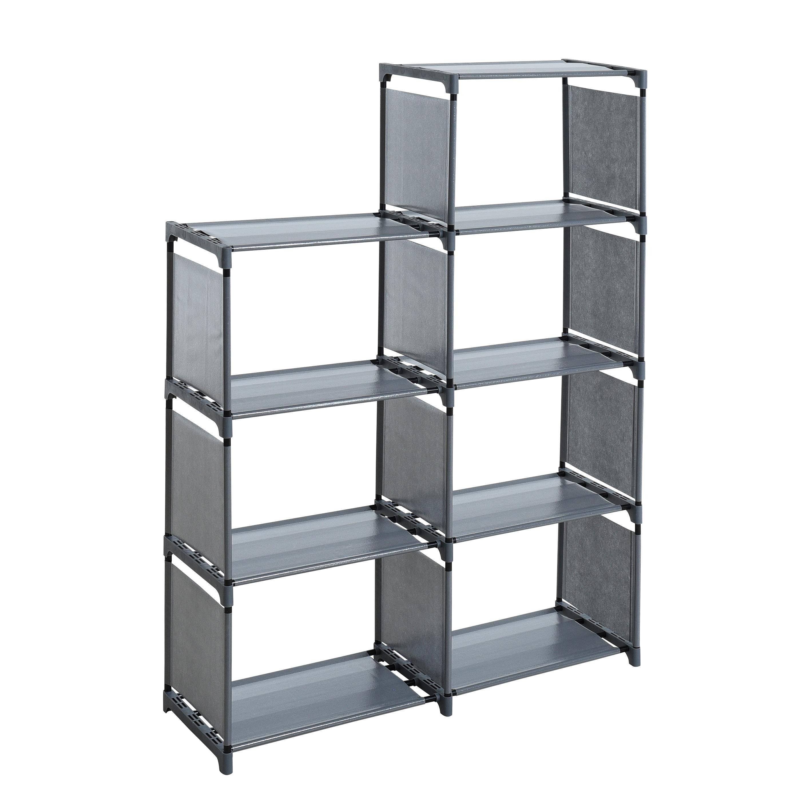 ESTEXO Regal Treppenregal Stufenregal Bücherregal Stecksystem Stoff 7 Fächer Büch