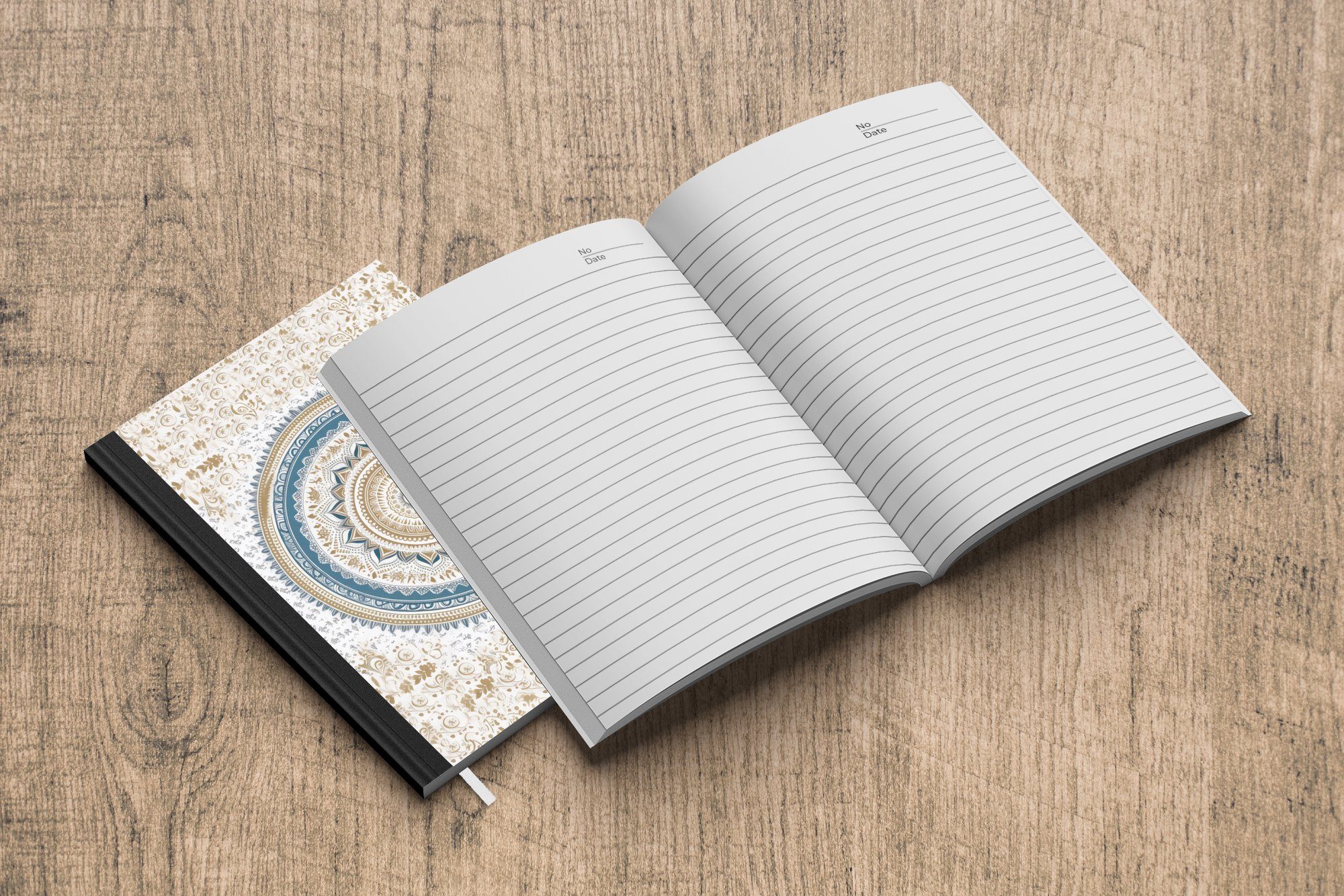 MuchoWow Blau Tagebuch, - Notizheft, Design, Notizbuch Seiten, Journal, Merkzettel, - Weiß - 98 Mandala - Haushaltsbuch Bohème A5,