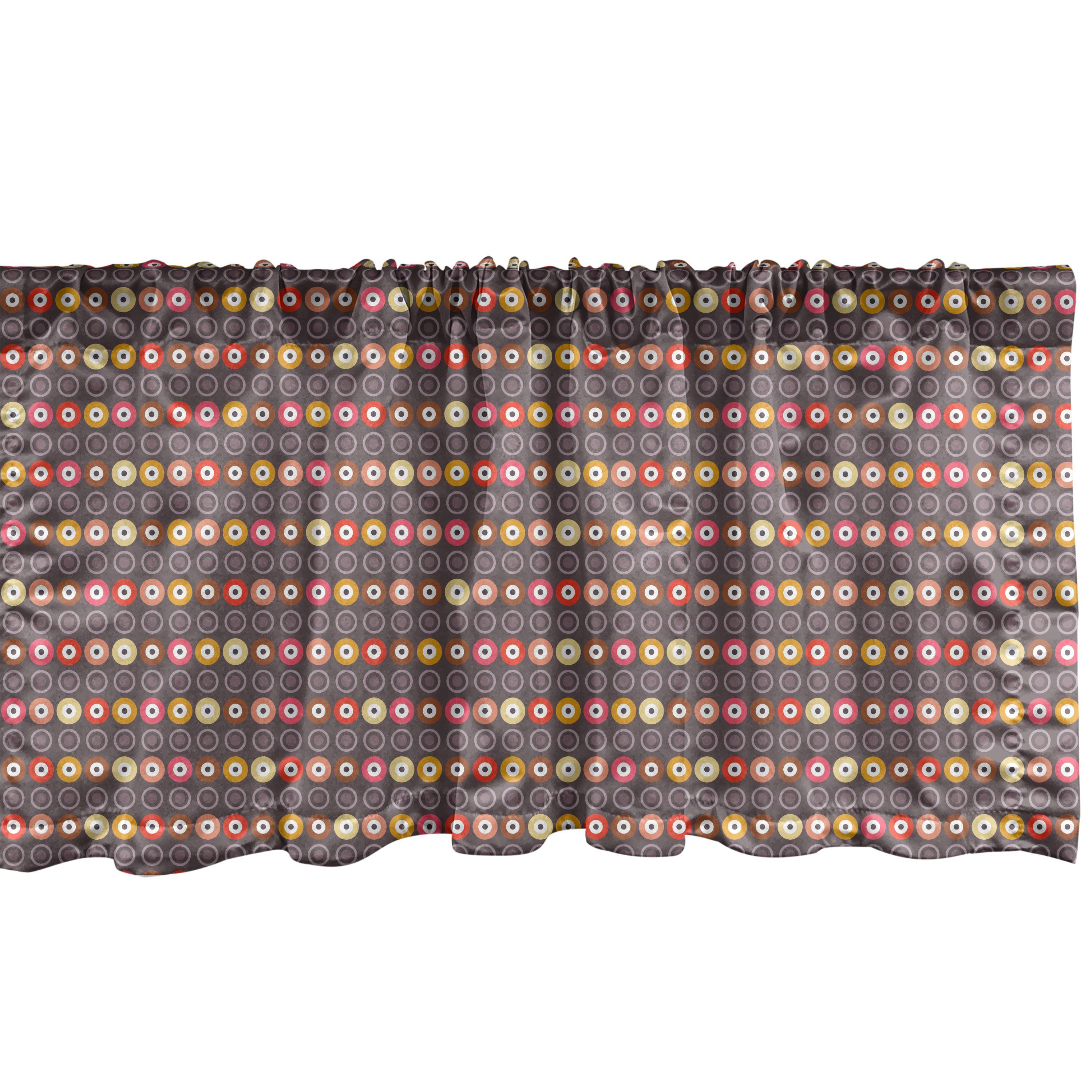 Scheibengardine Vorhang Volant für Küche Schlafzimmer Dekor mit Stangentasche, Abakuhaus, Microfaser, Geometrisch Retro Runde Blicks-Kunst