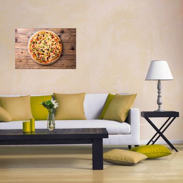 Wallario Poster, Italienische Pizza mit Peperoni, Oliven. Paprika und Käse, in verschiedenen Ausführungen