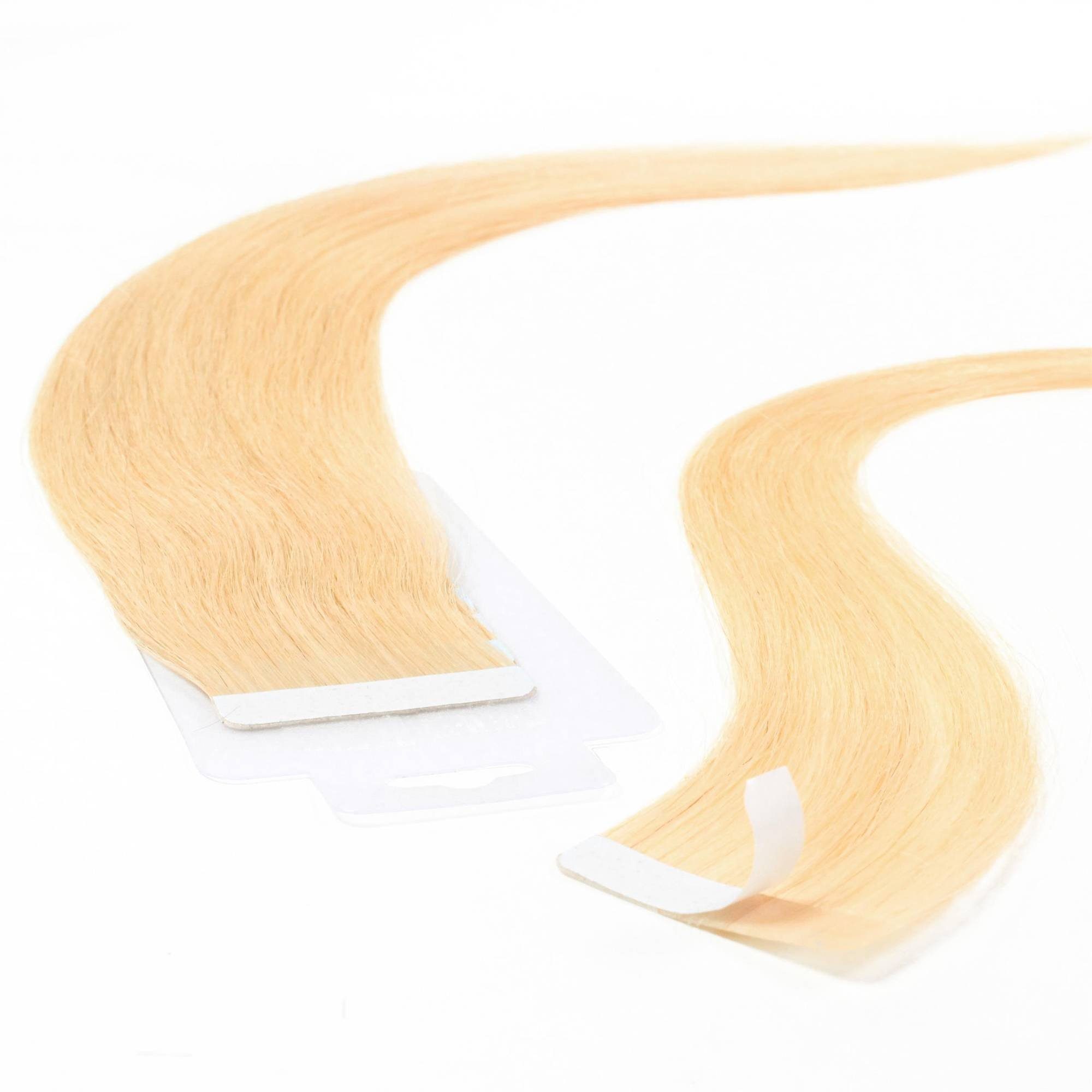 glatt Lichtblond 40cm hair2heart Extensions Echthaar-Extension Tape #9/0