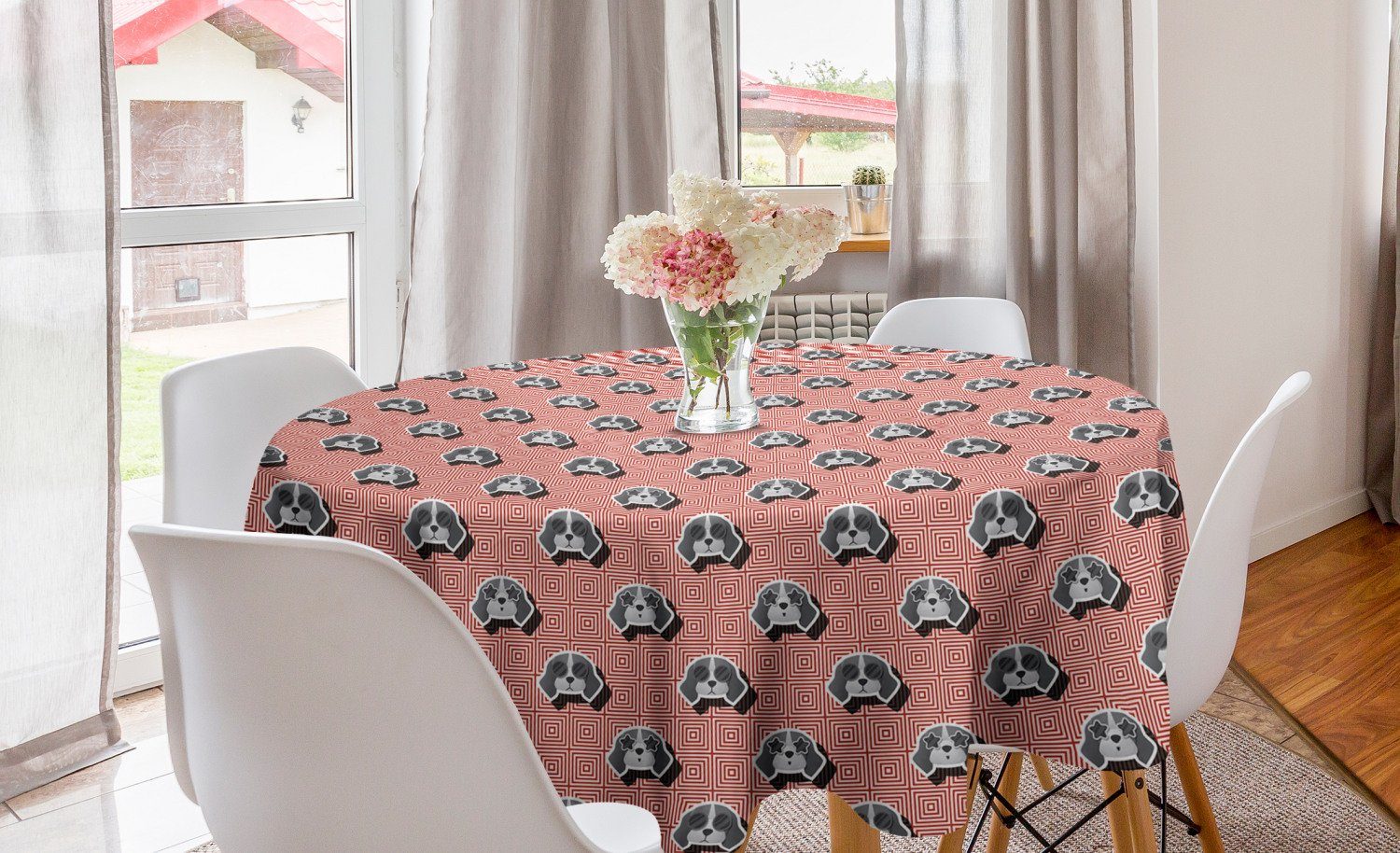 Abdeckung Beagle-Welpen-Squares Dekoration, Tischdecke Küche Kreis Tischdecke Hundeliebhaber Abakuhaus Esszimmer für