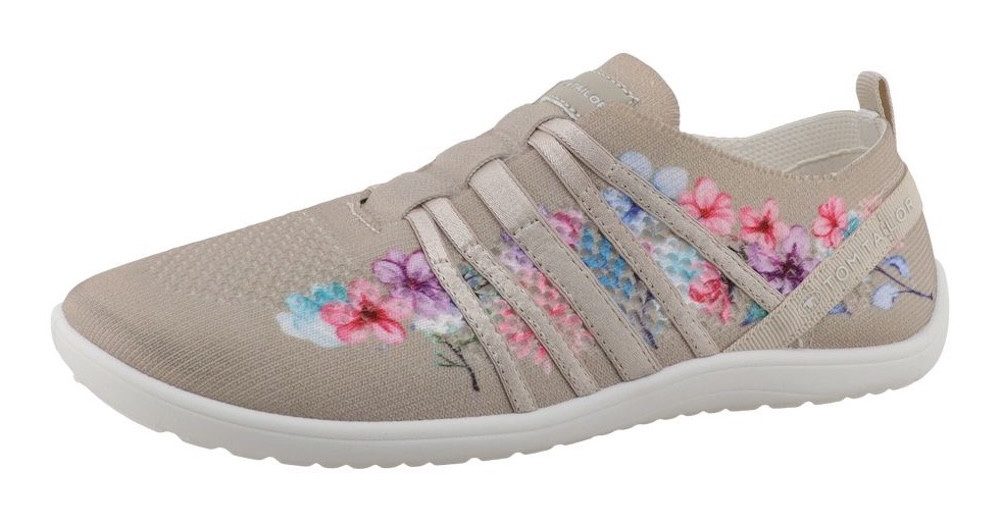 TOM TAILOR Patty Slip-On Sneaker Freizeitschuh, Halbschuh, Slipper mit hübschen Blütendrucken