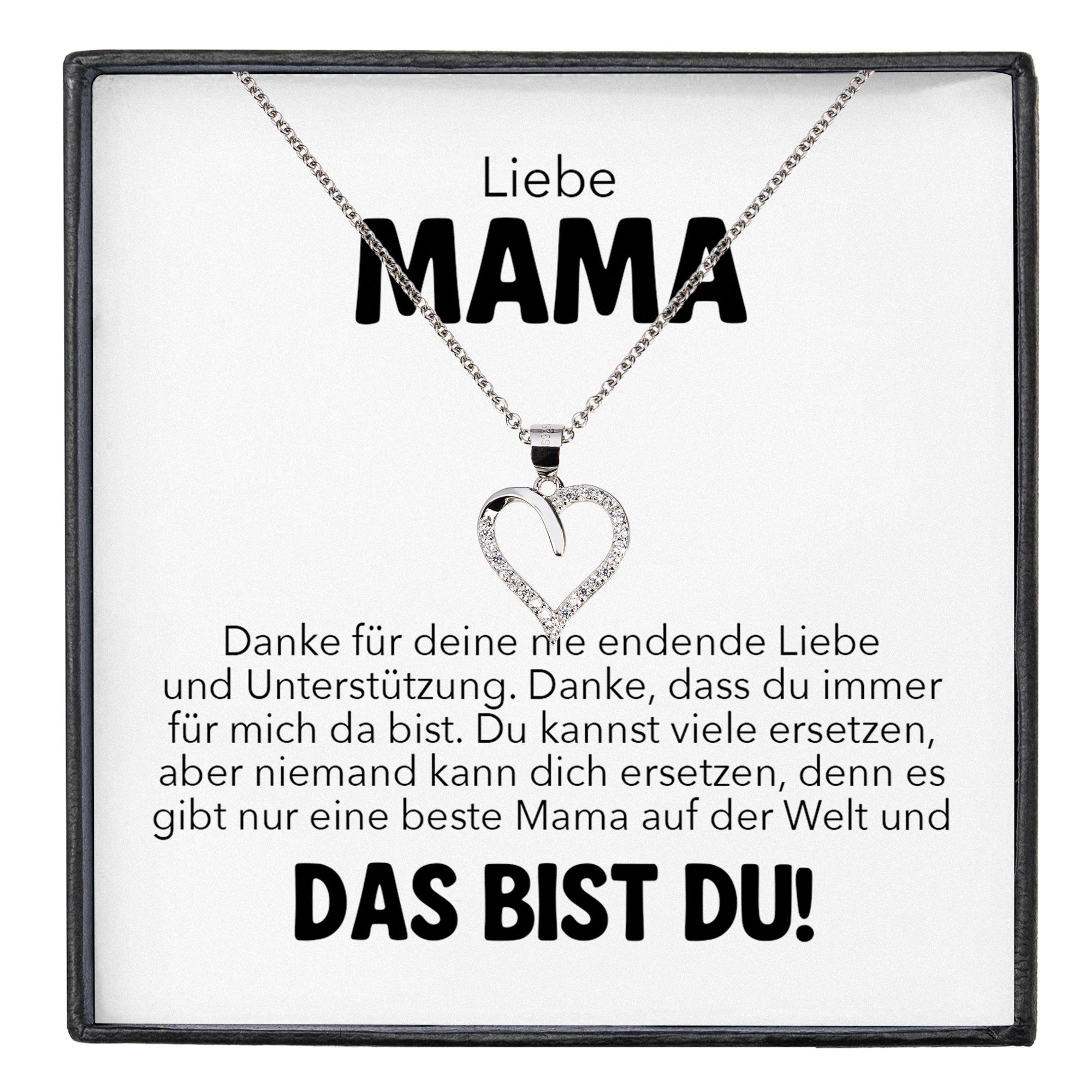 22Feels Schmuckset Liebe Mama Geschenk Frauen Herz Halskette Muttertag Damen Schmuck (inkl. Geschenktasche, Karte, Poliertuch, Beutel), Silber 925/000, Karte Made In Germany