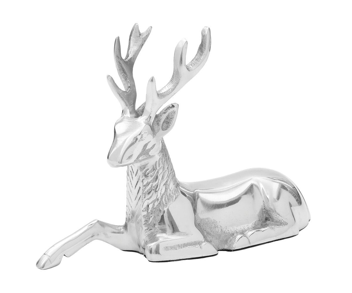 Brillibrum Dekofigur Hirsch Figur Rentier Metall Silber Weihnachtsdekoration Reh Wild