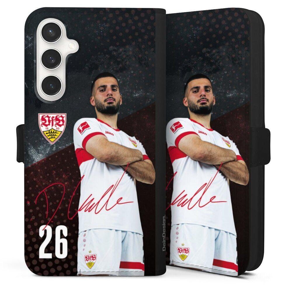 DeinDesign Handyhülle VfB Stuttgart Deniz Undav Offizielles Lizenzprodukt Deniz Undav 24/25, Samsung Galaxy S24 FE 5G Hülle Handy Flip Case Wallet Cover