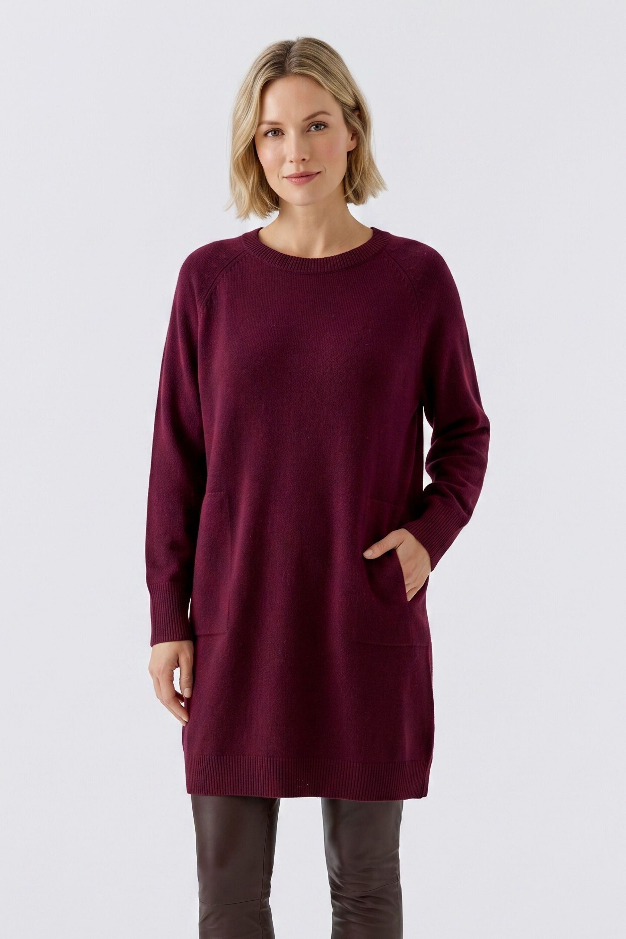 Oui Strickkleid Lässig geschnitten Rundhals