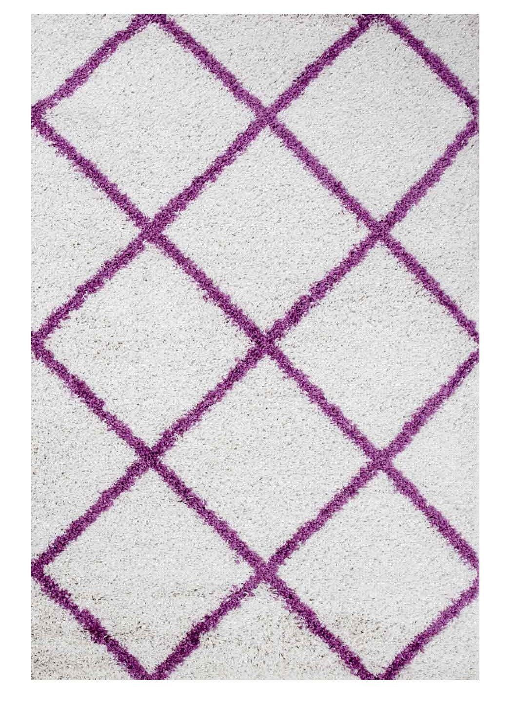 Vimoda Hochflor-Teppich Shaggy Rautenmuster Lila, Rechteckig, Höhe: 30 mm, Läufer Langflor, Skandinavisch Design